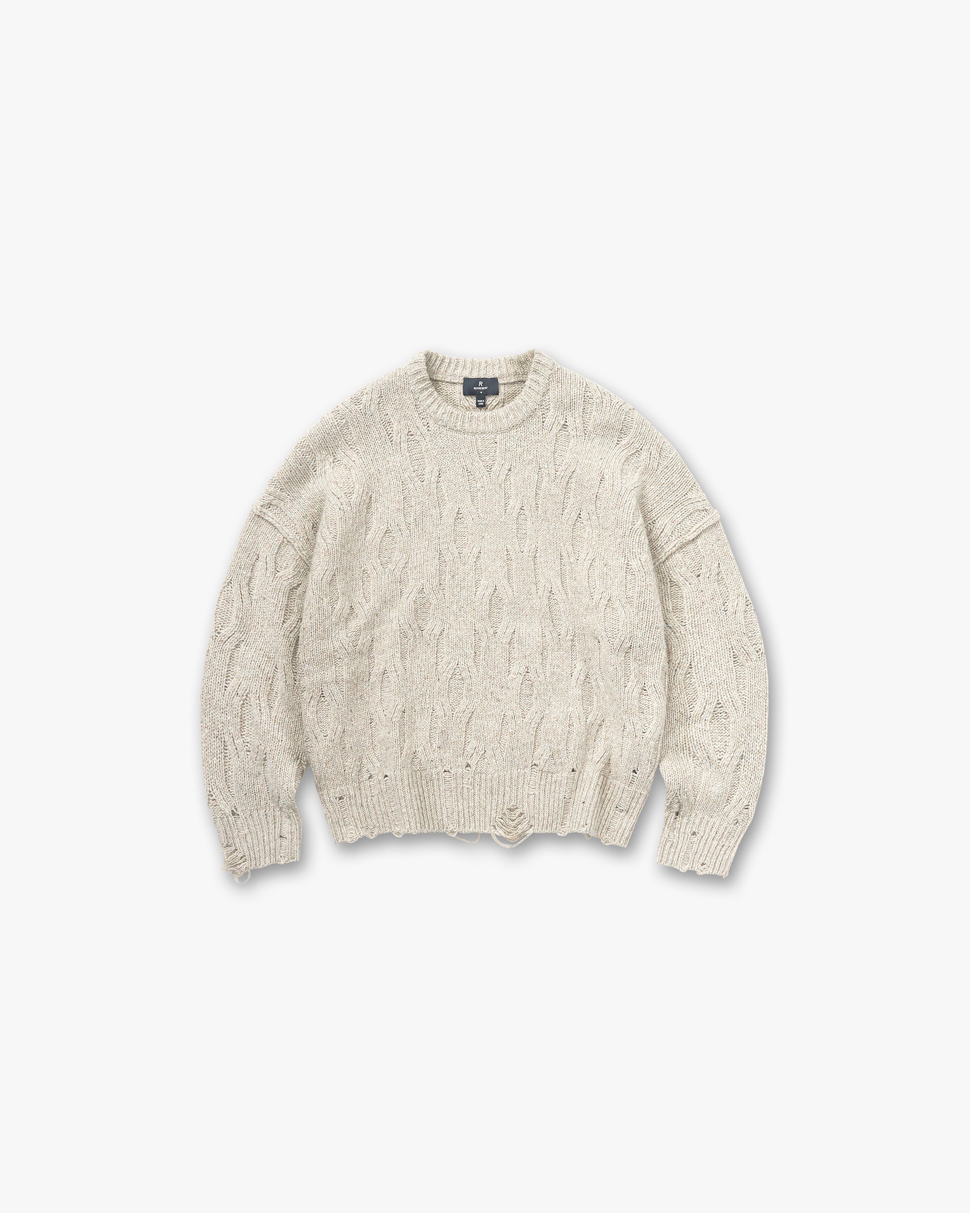 Distress Knit Sweater - Taupe
