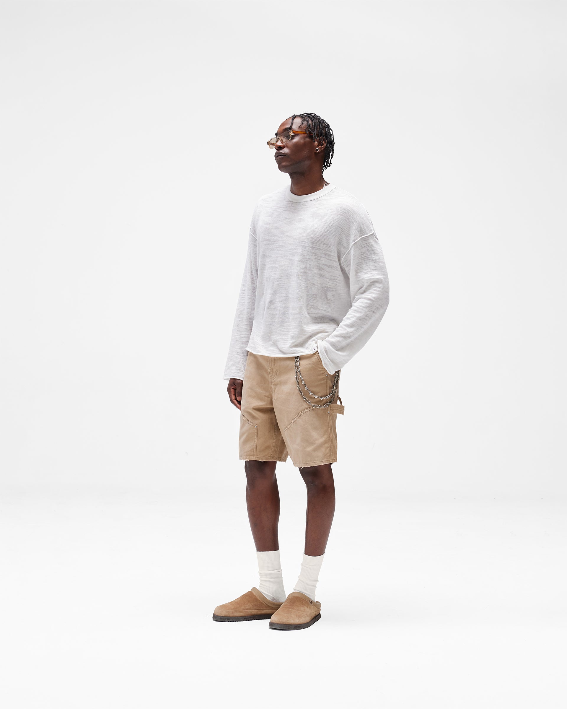Long Sleeve Slub Knit T-Shirt - Flat White