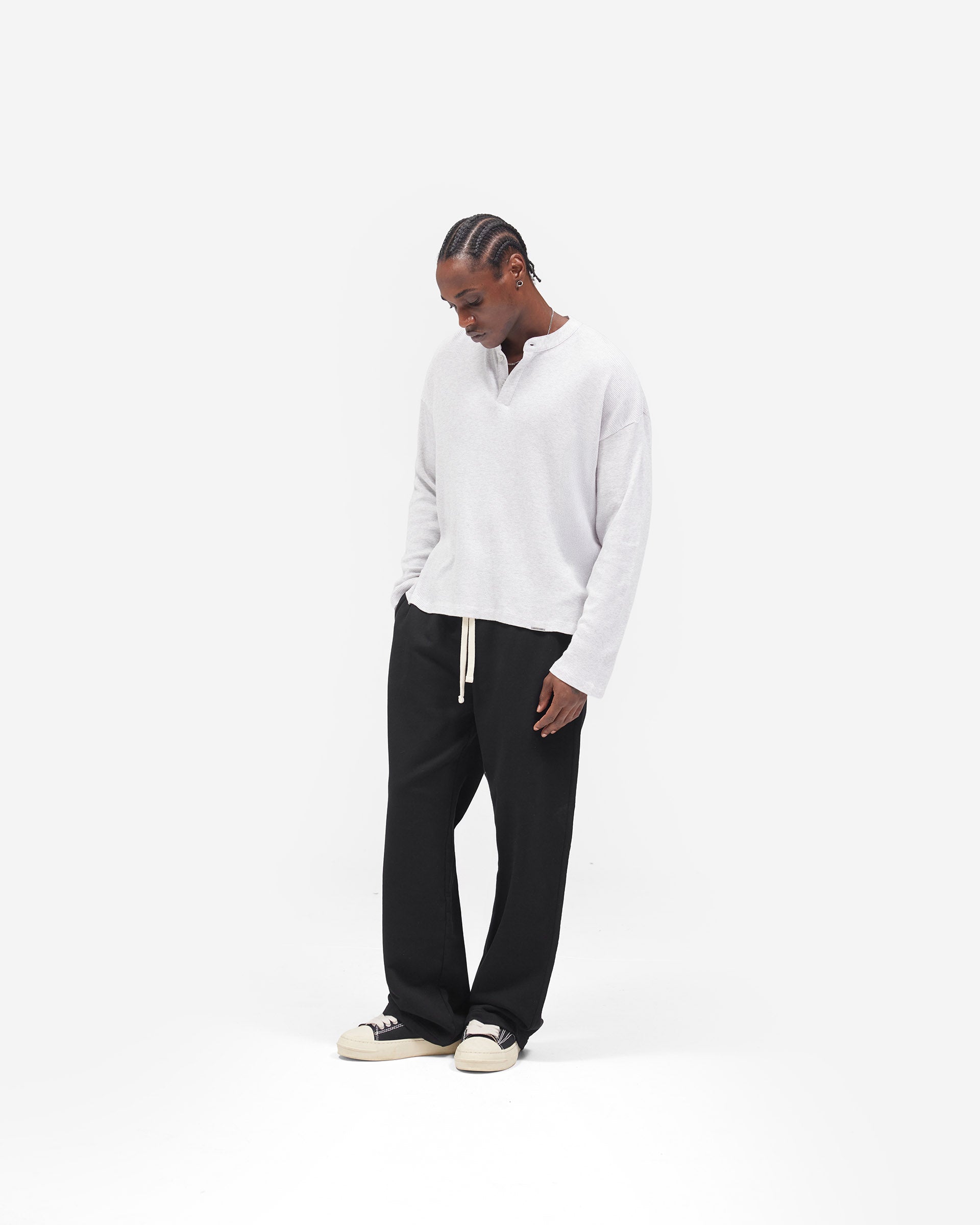 Initial Wide Leg Sweatpants - Jet Black