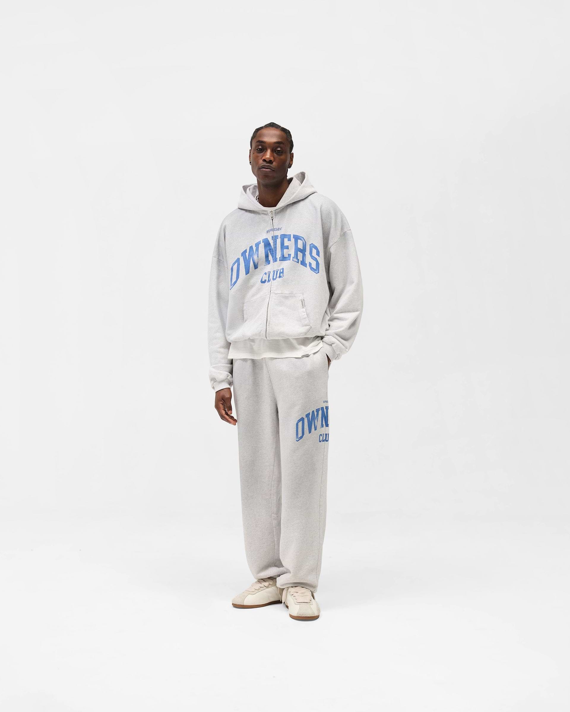 Represent Owners Club Zip Through Hoodie - Sprayed Ice Grey Marl