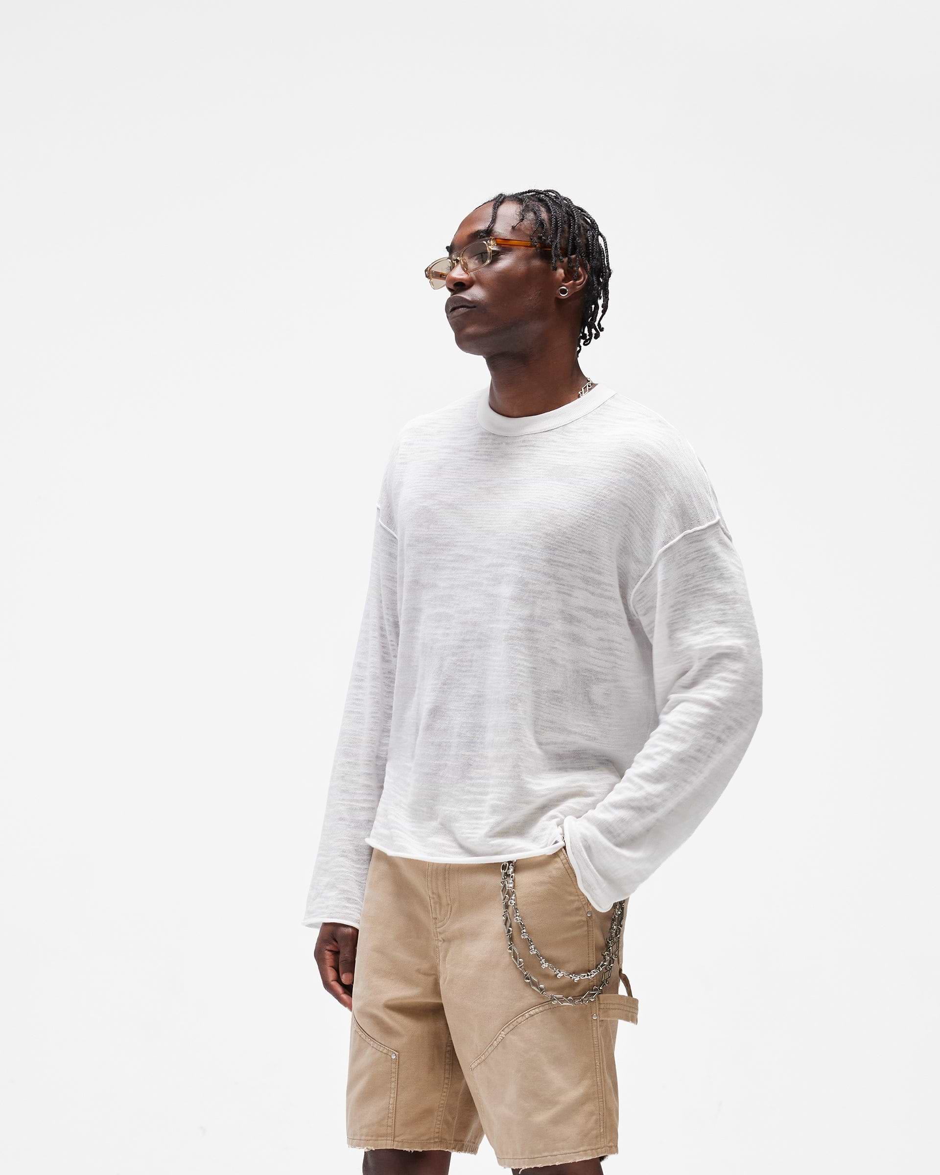 Long Sleeve Slub Knit T-Shirt - Flat White