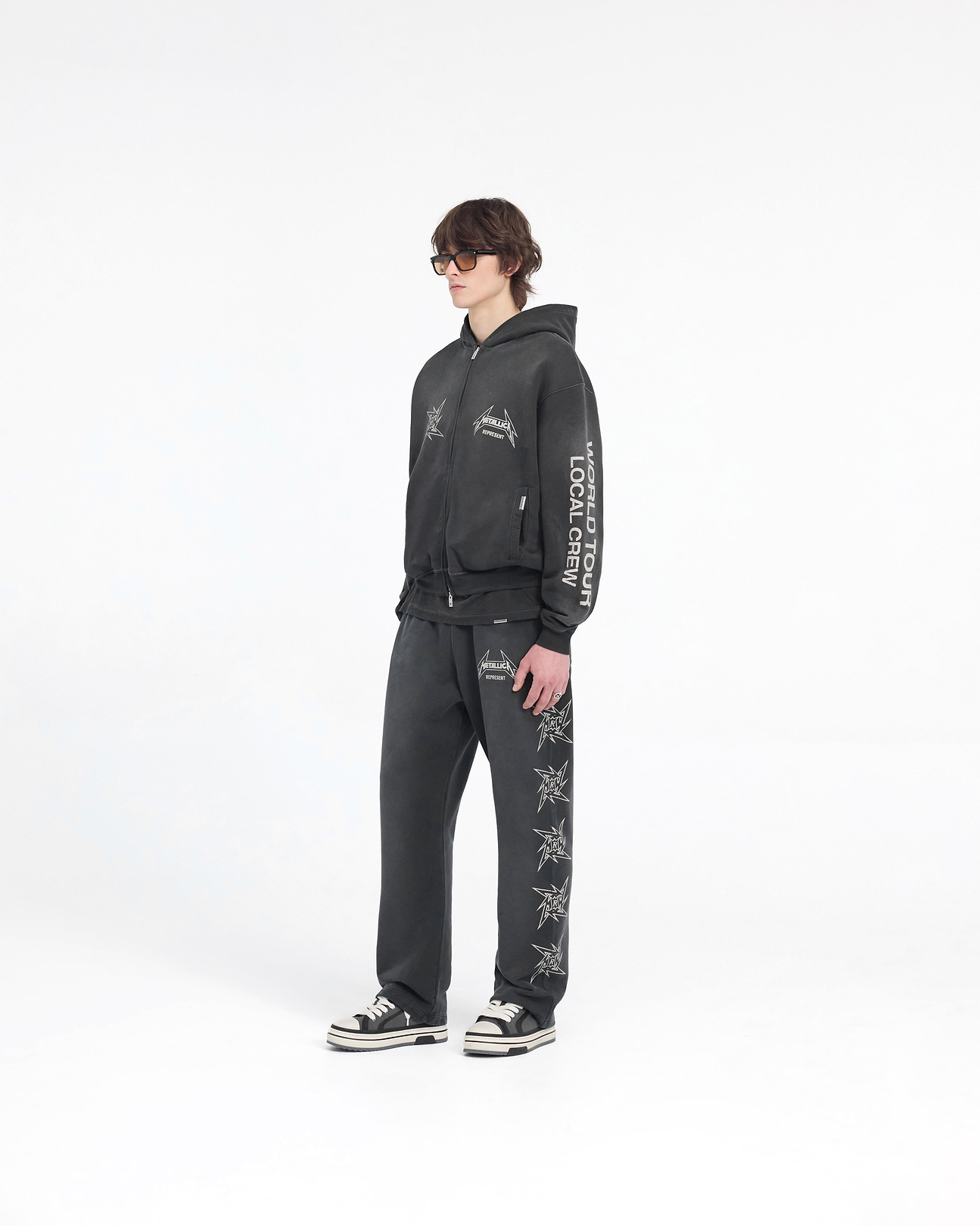 Metallica Local Crew Zip Hoodie | Stained Black | REPRESENT