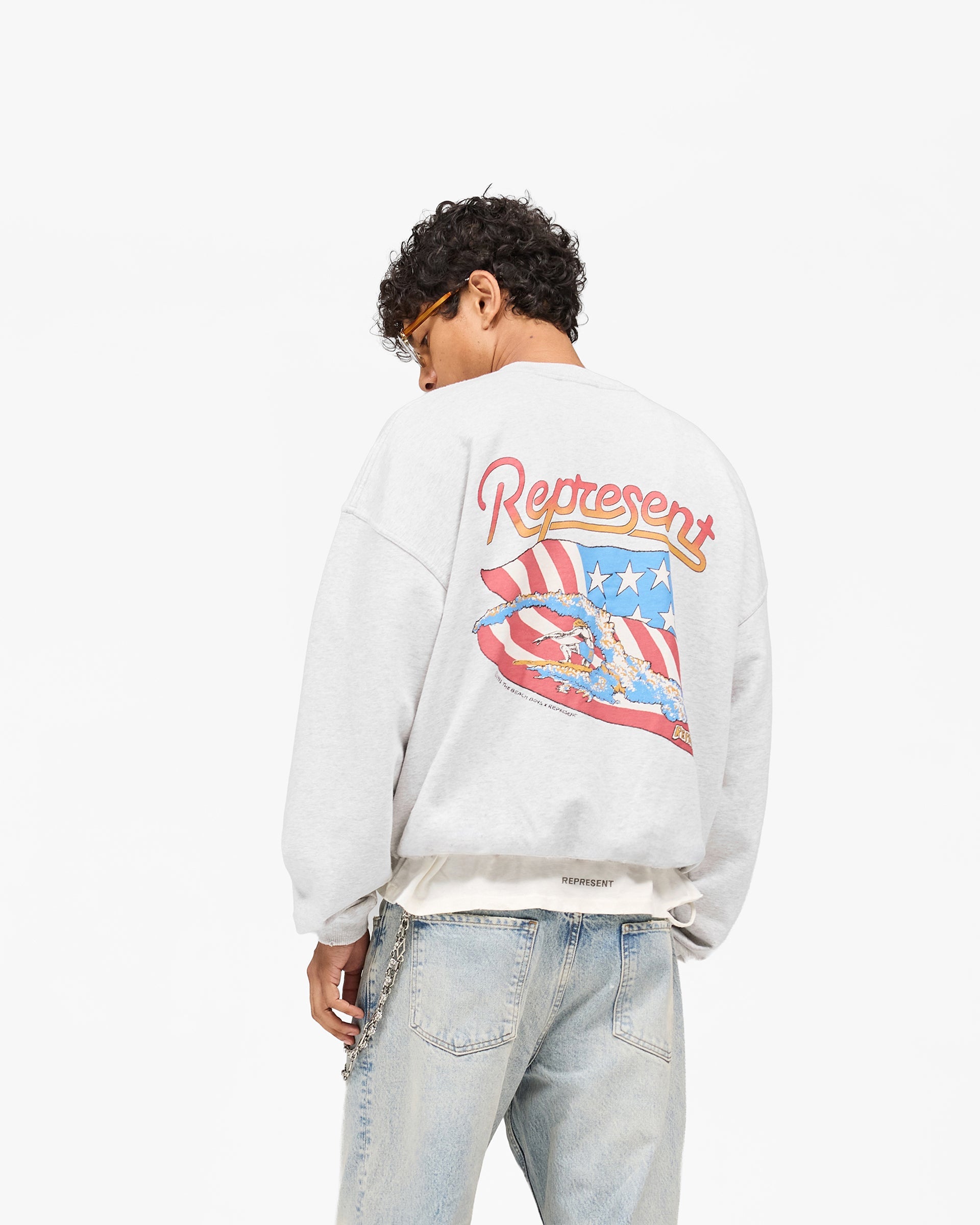 Represent x Beach Boys Americas Band Sweater - Ice Grey Marl