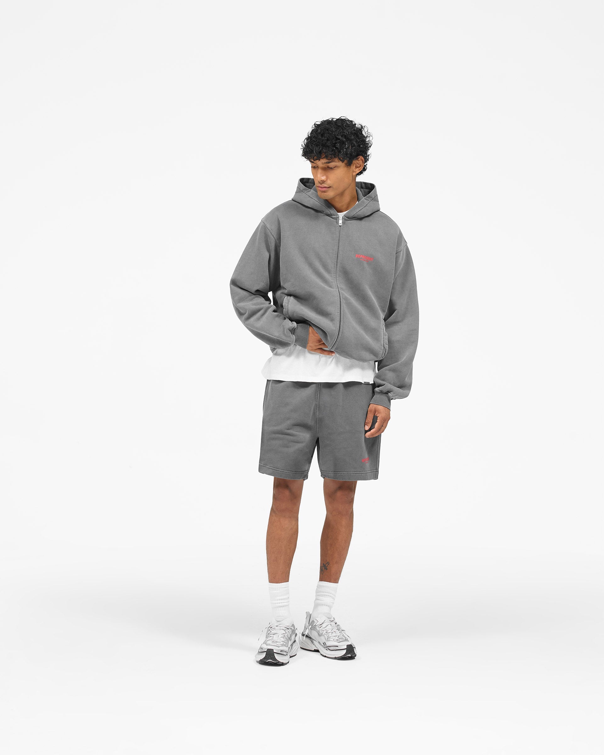 Represent Owners Club Zip Hoodie - Washed Black