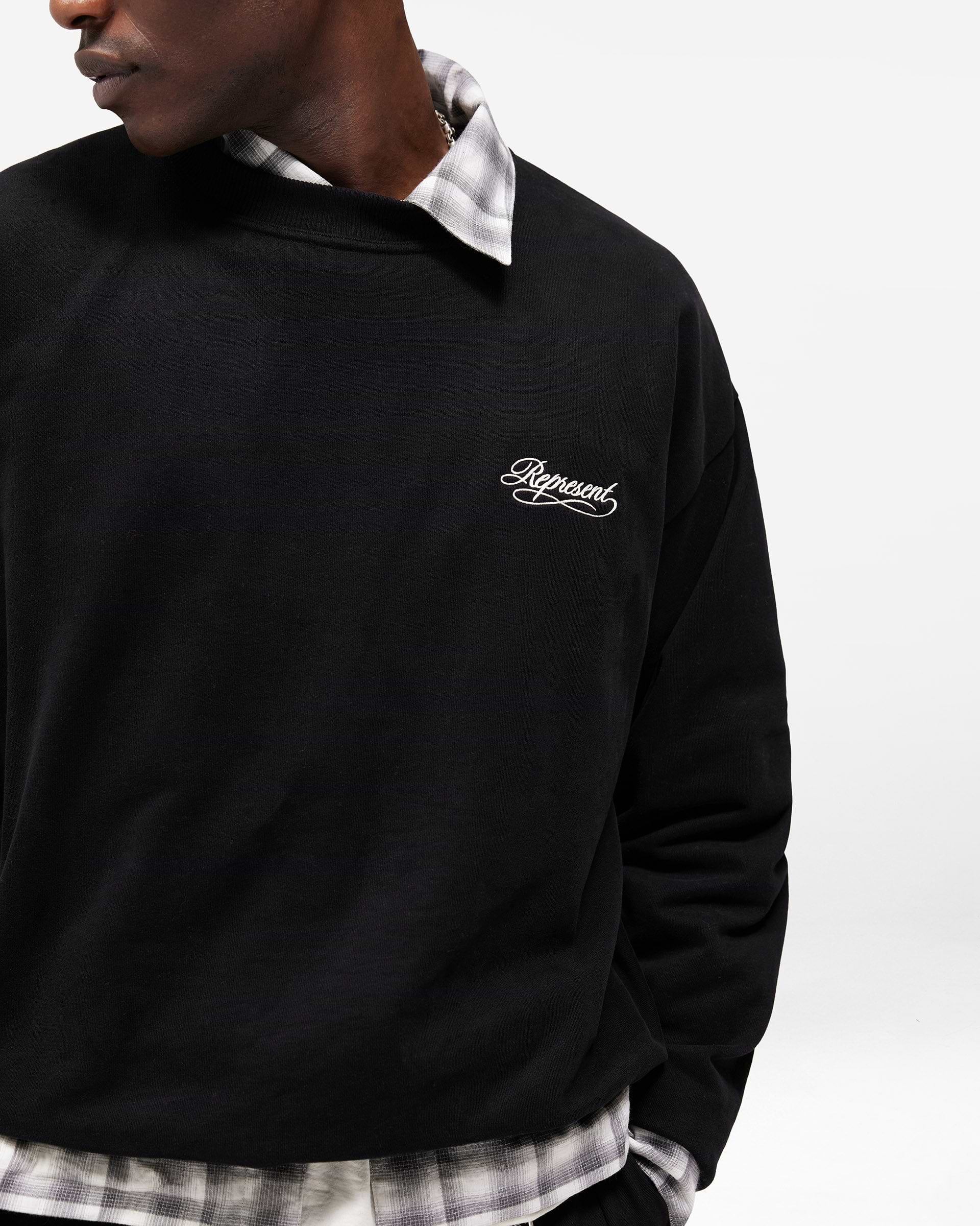 Dual Layer Script Sweater - Jet Black