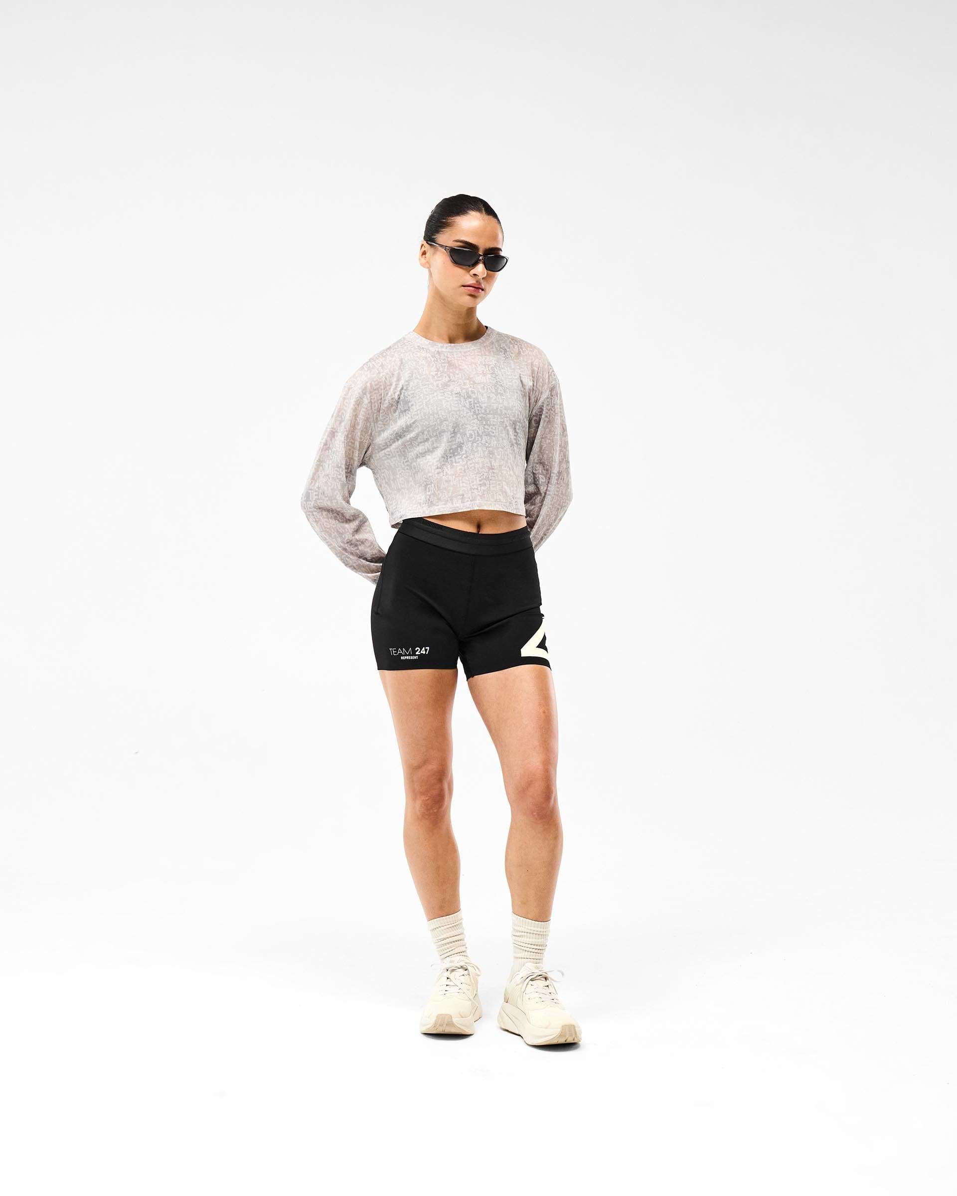 247 Glitch Cropped Training T-Shirt - Grey