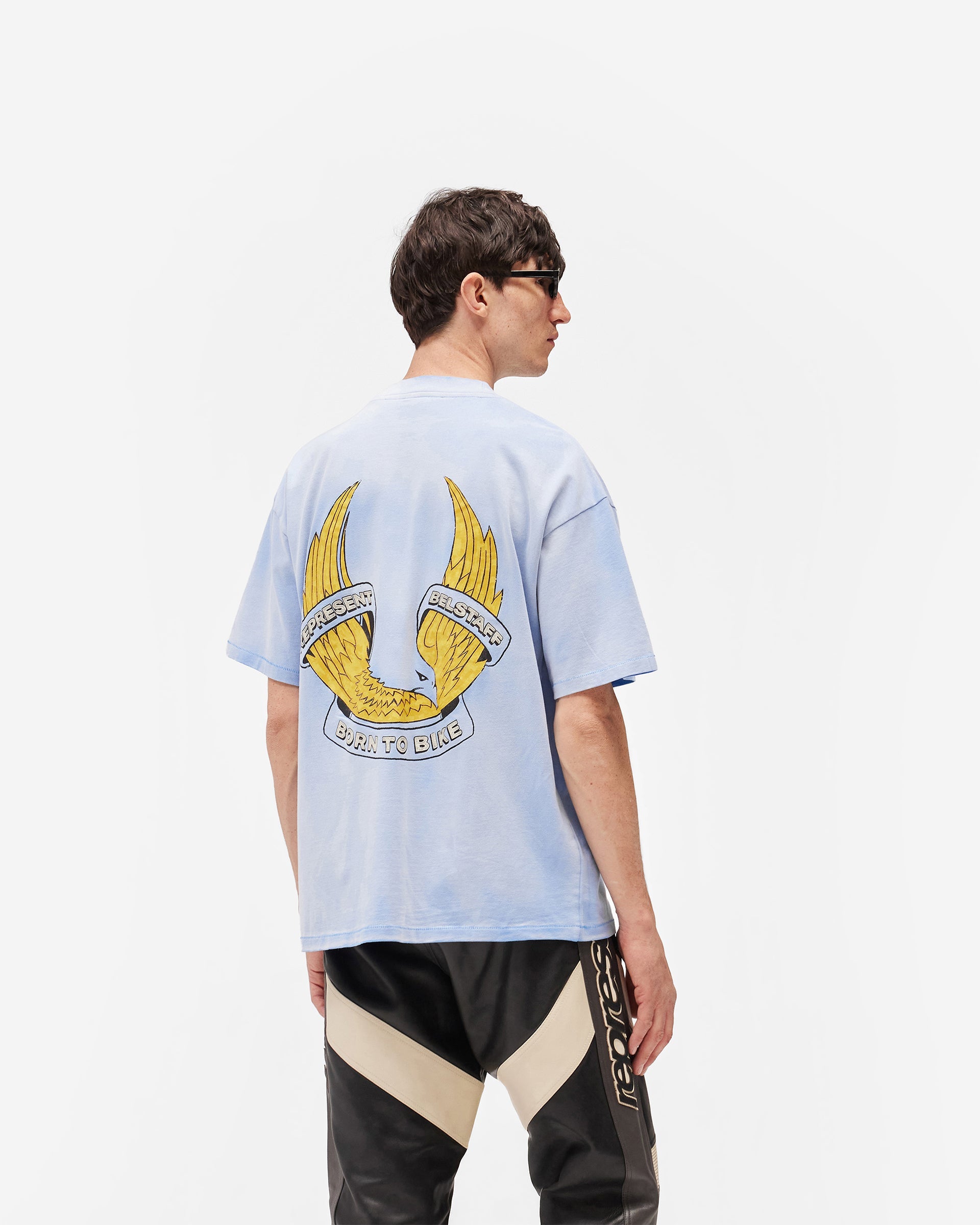 Represent X Belstaff Born To Bike T-Shirt - Mid Blue