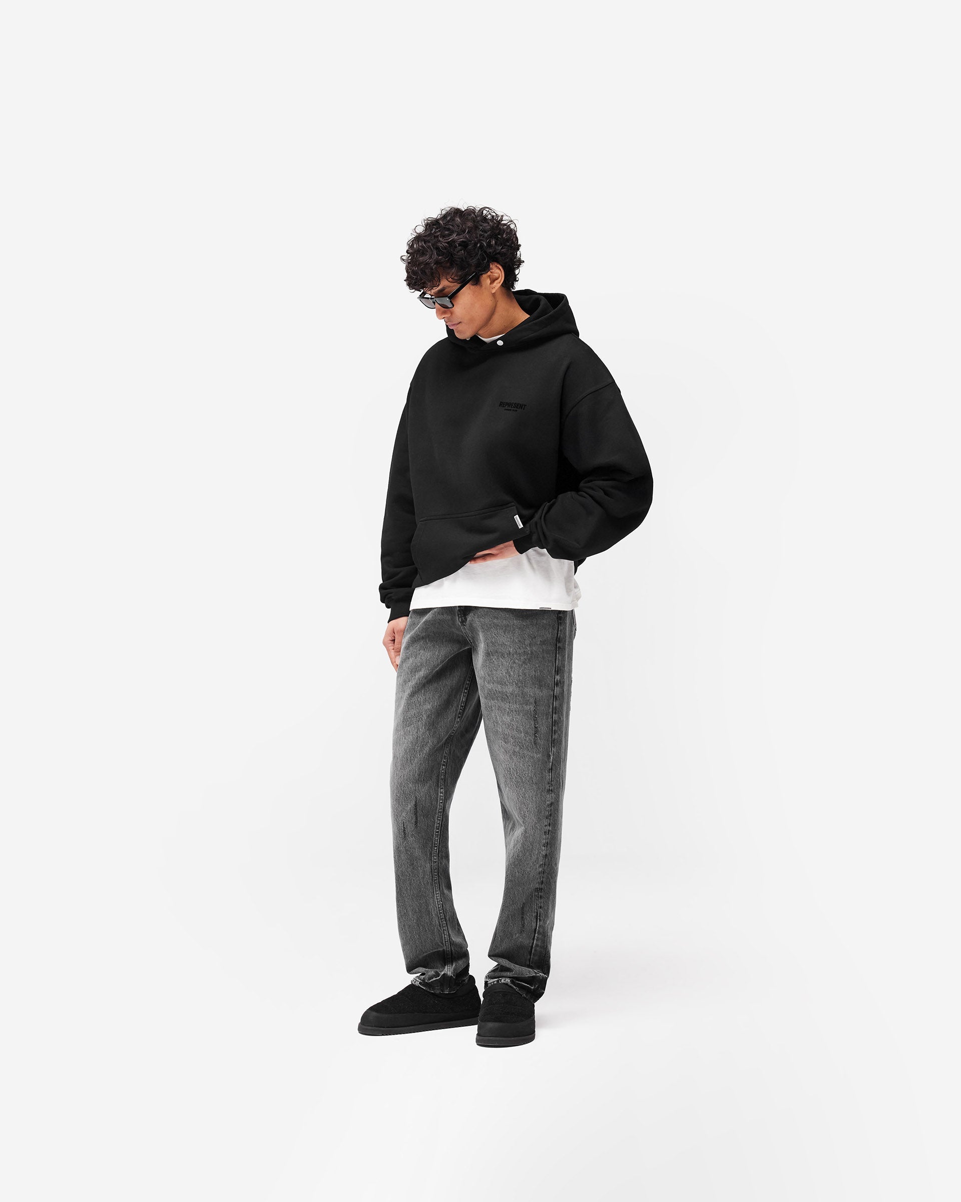 Represent Owners Club Flocked Hoodie - Black