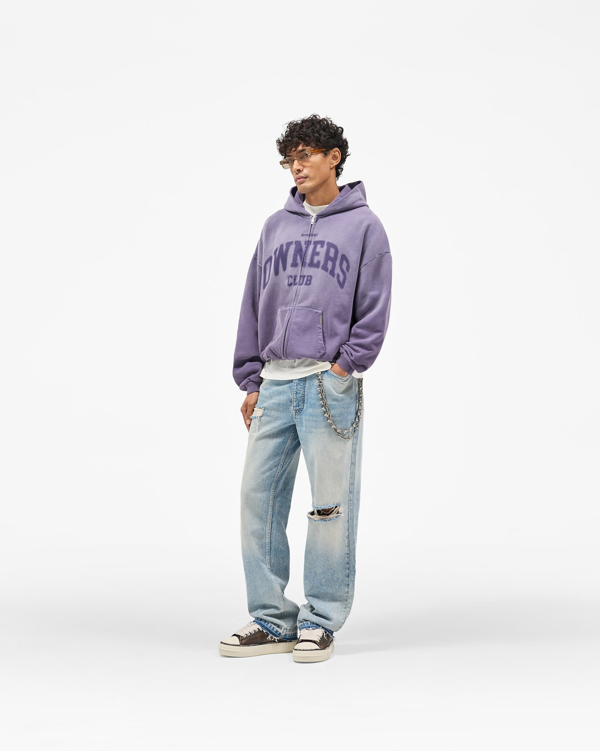 Represent Owners Club Zip Through Hoodie - Deep Purple