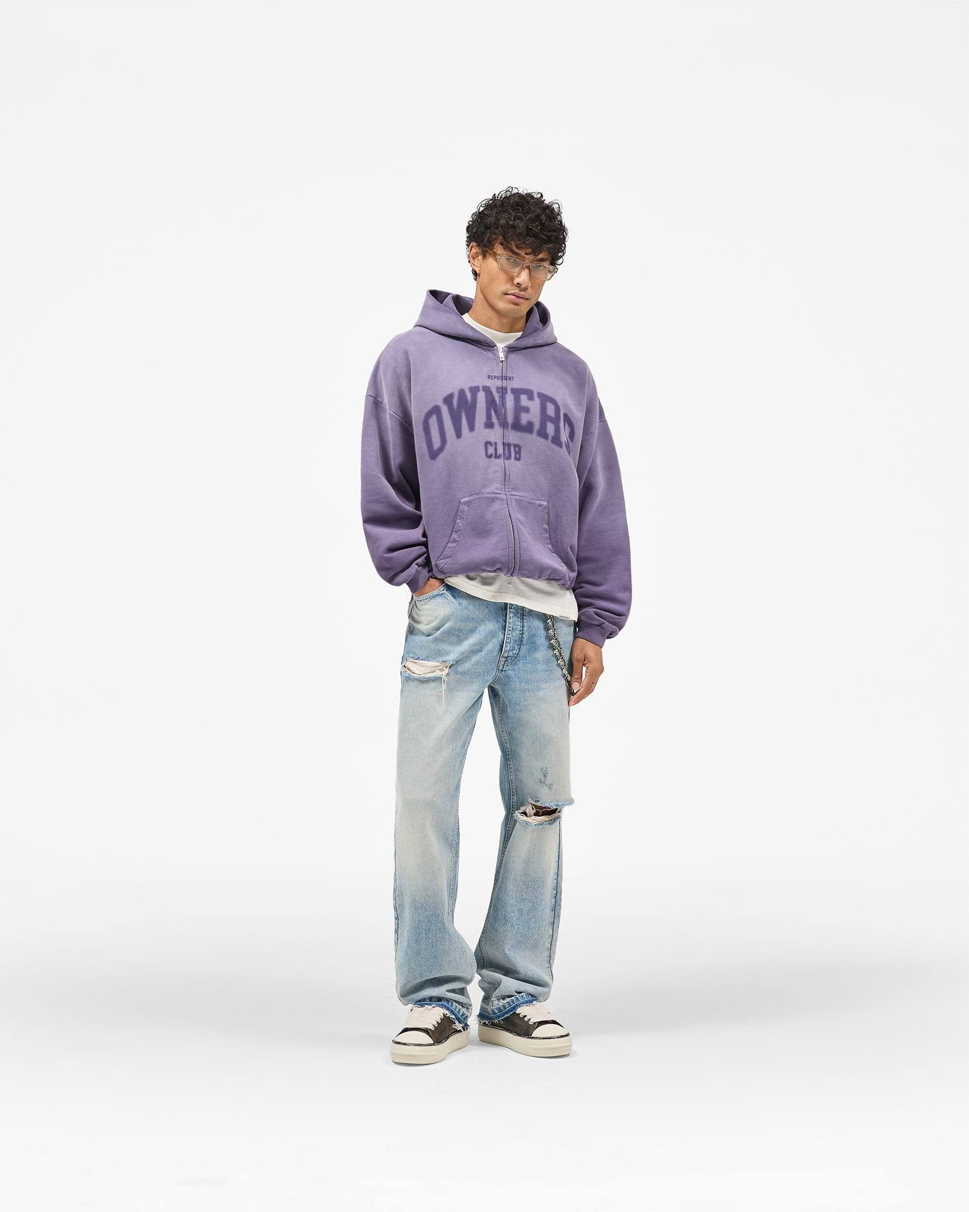 Represent Owners Club Zip Through Hoodie - Deep Purple