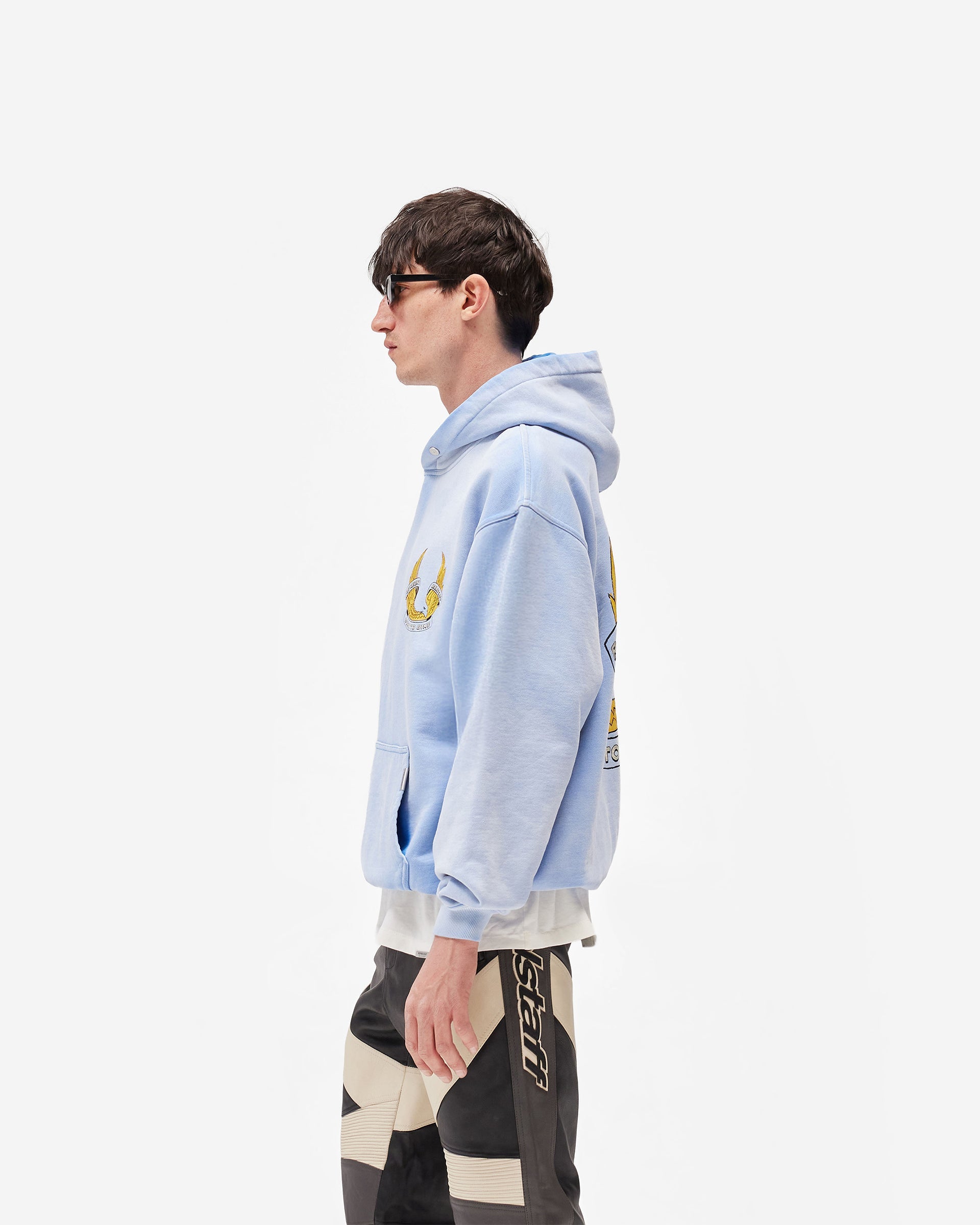 Represent X Belstaff Born To Bike Hoodie - Mid Blue