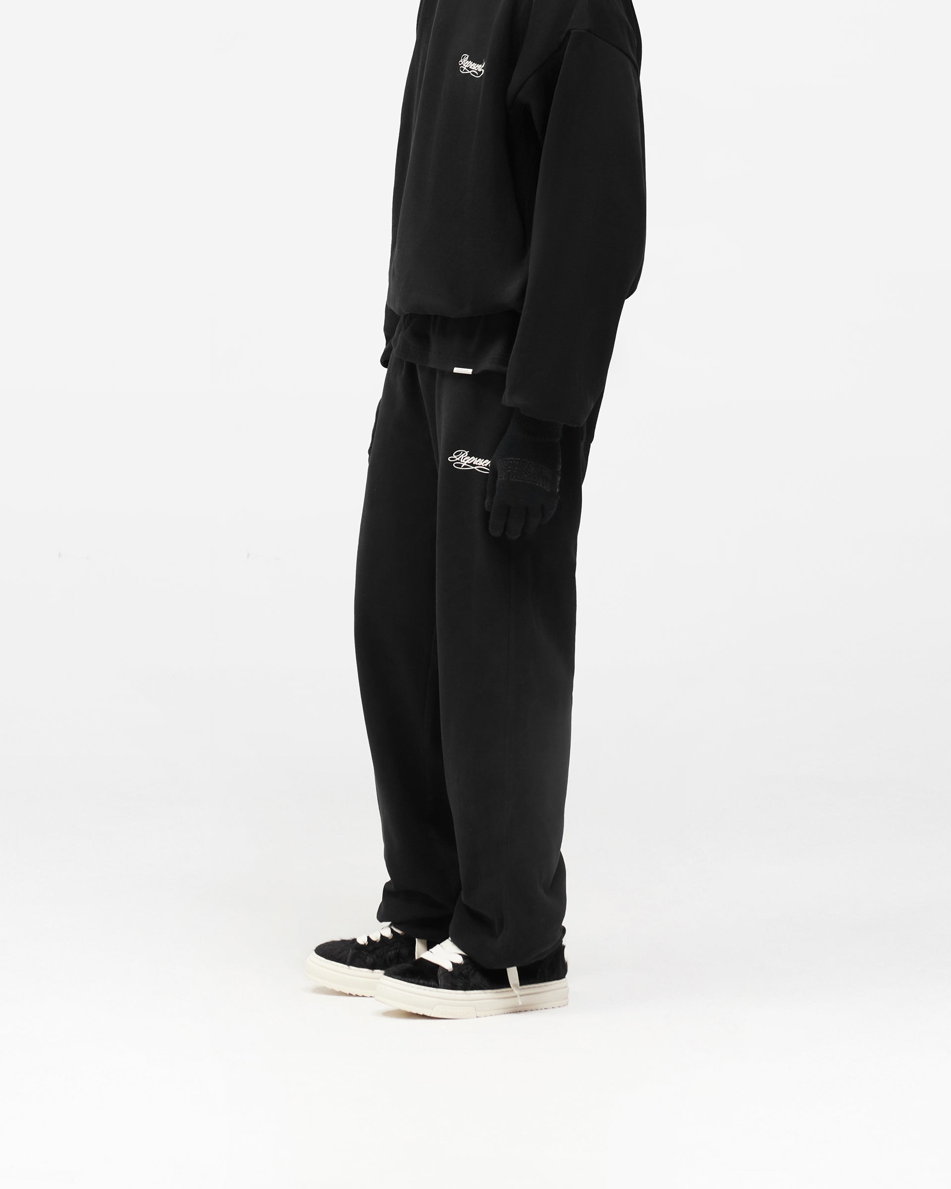 Dual Layer Script Sweatpants - Jet Black