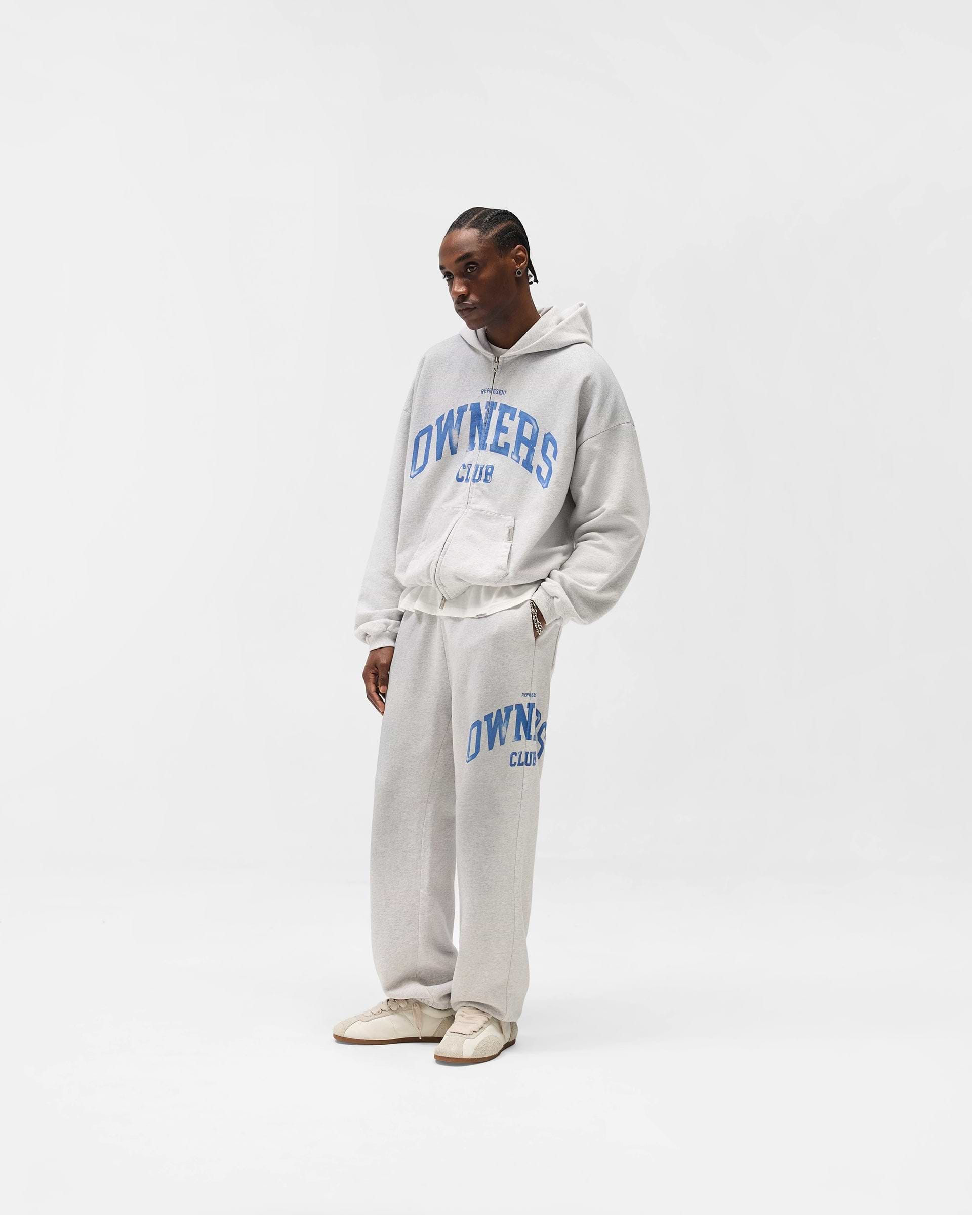 Represent Owners Club Zip Through Hoodie - Sprayed Ice Grey Marl