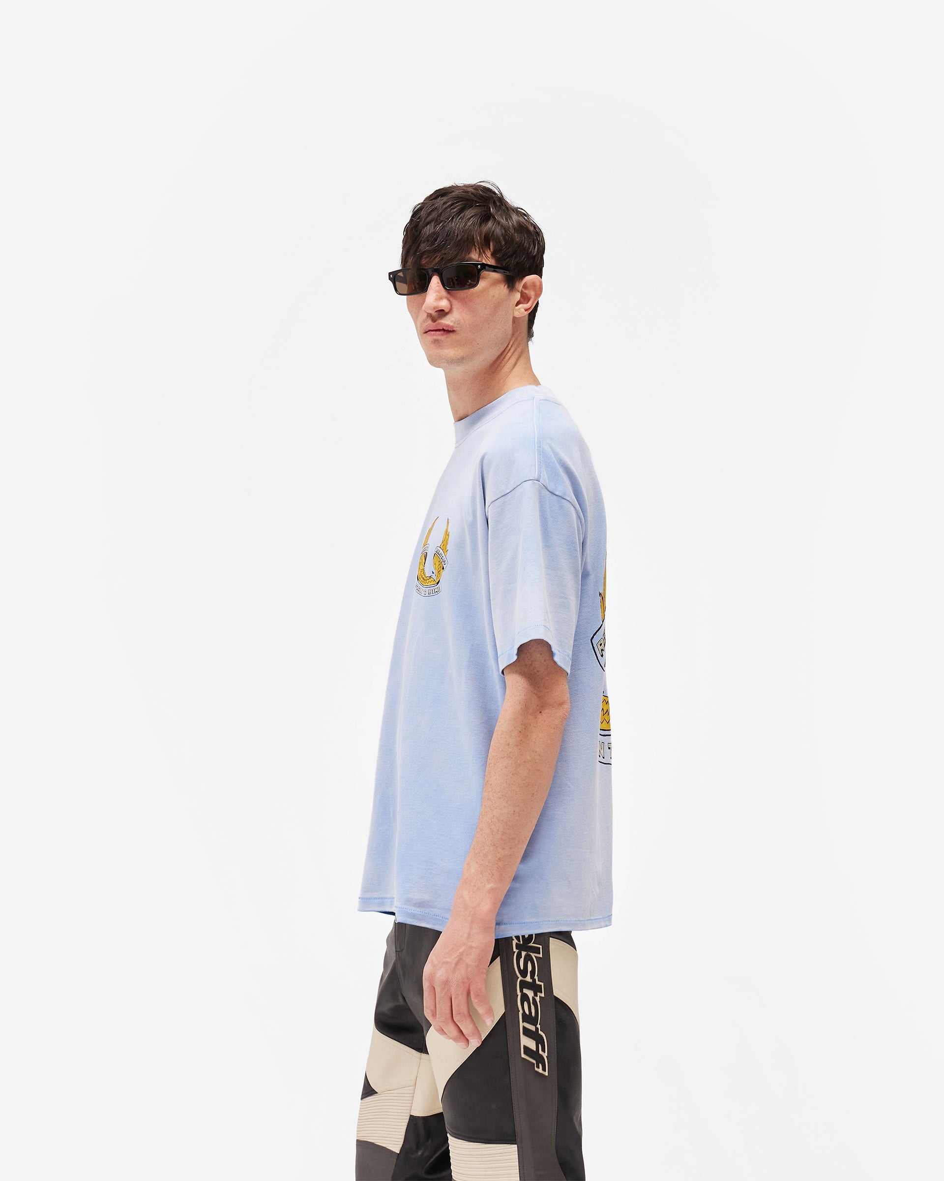 Represent X Belstaff Born To Bike T-Shirt - Mid Blue