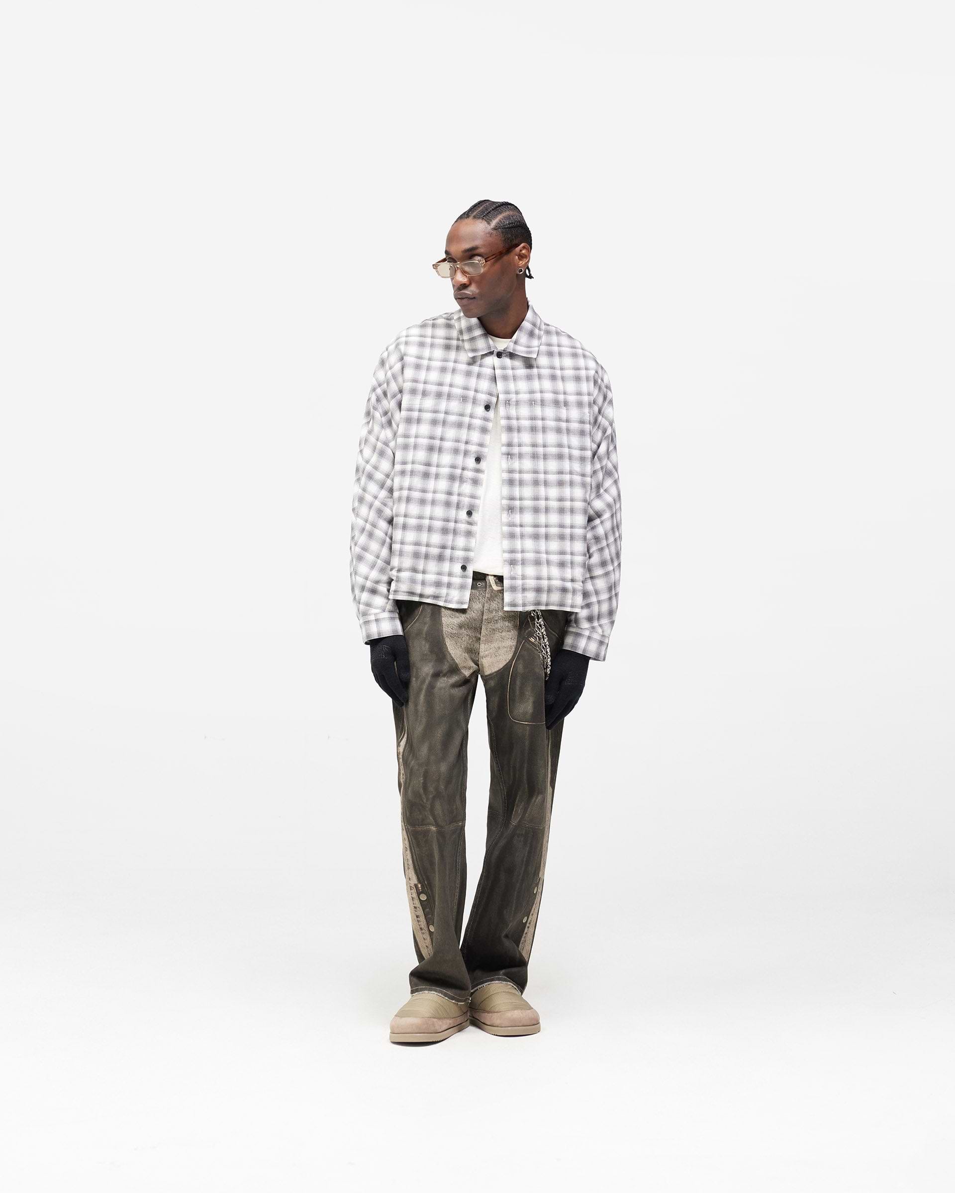 Arch Flannel Shirt - Flat White Jet Black