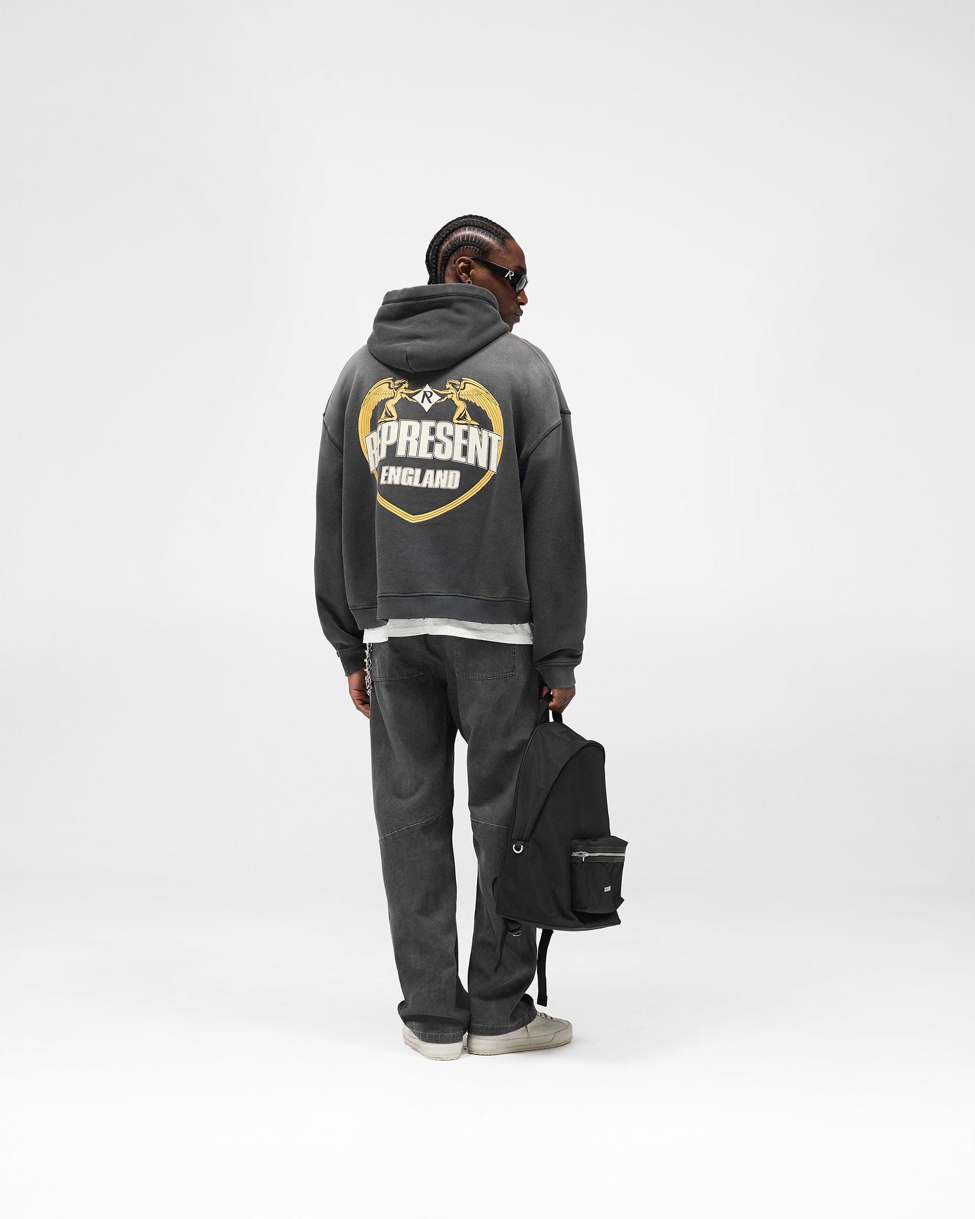 Represent Angel Border Hoodie - Stained Black