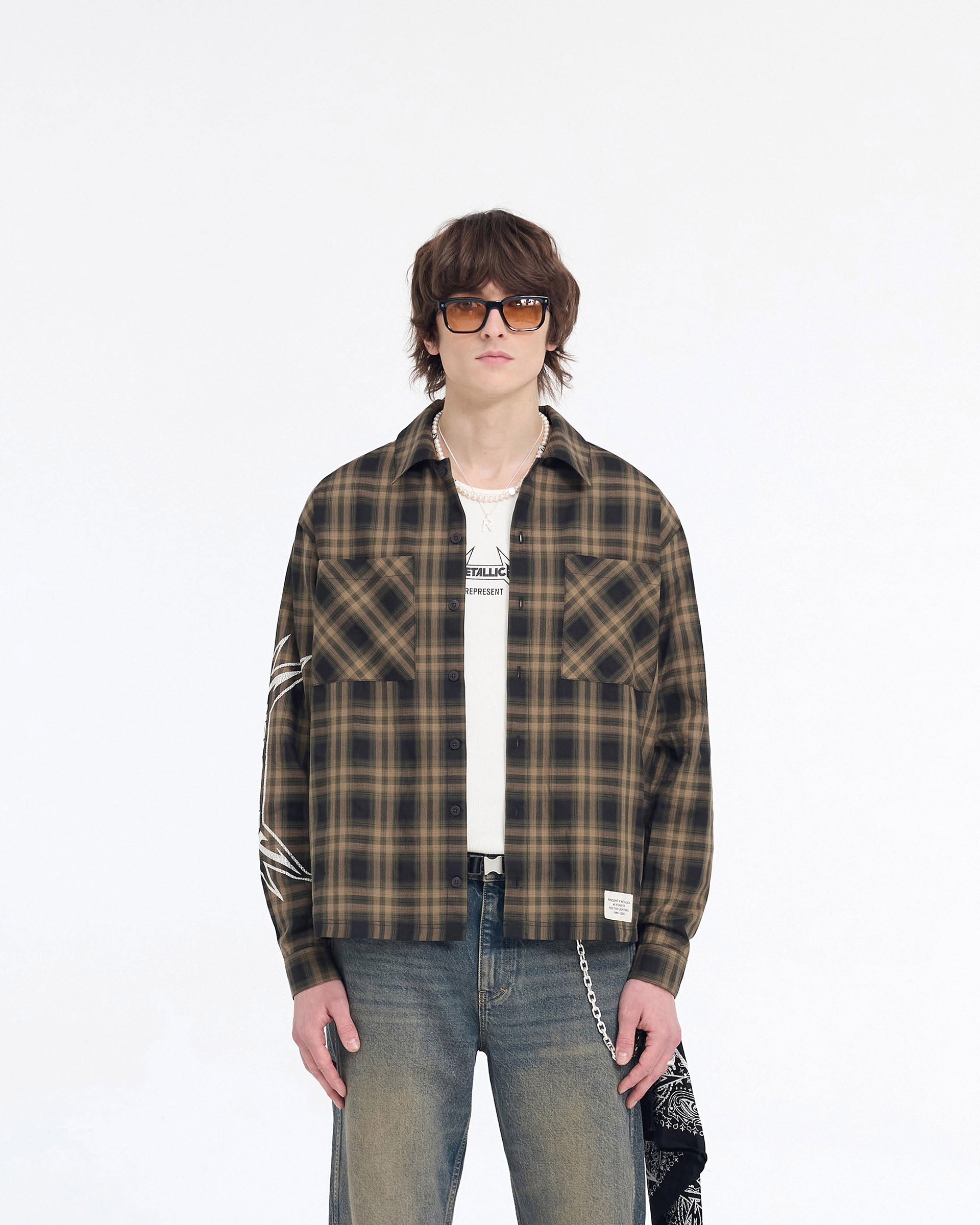 Represent X Metallica Flannel Shirt - Tobacco