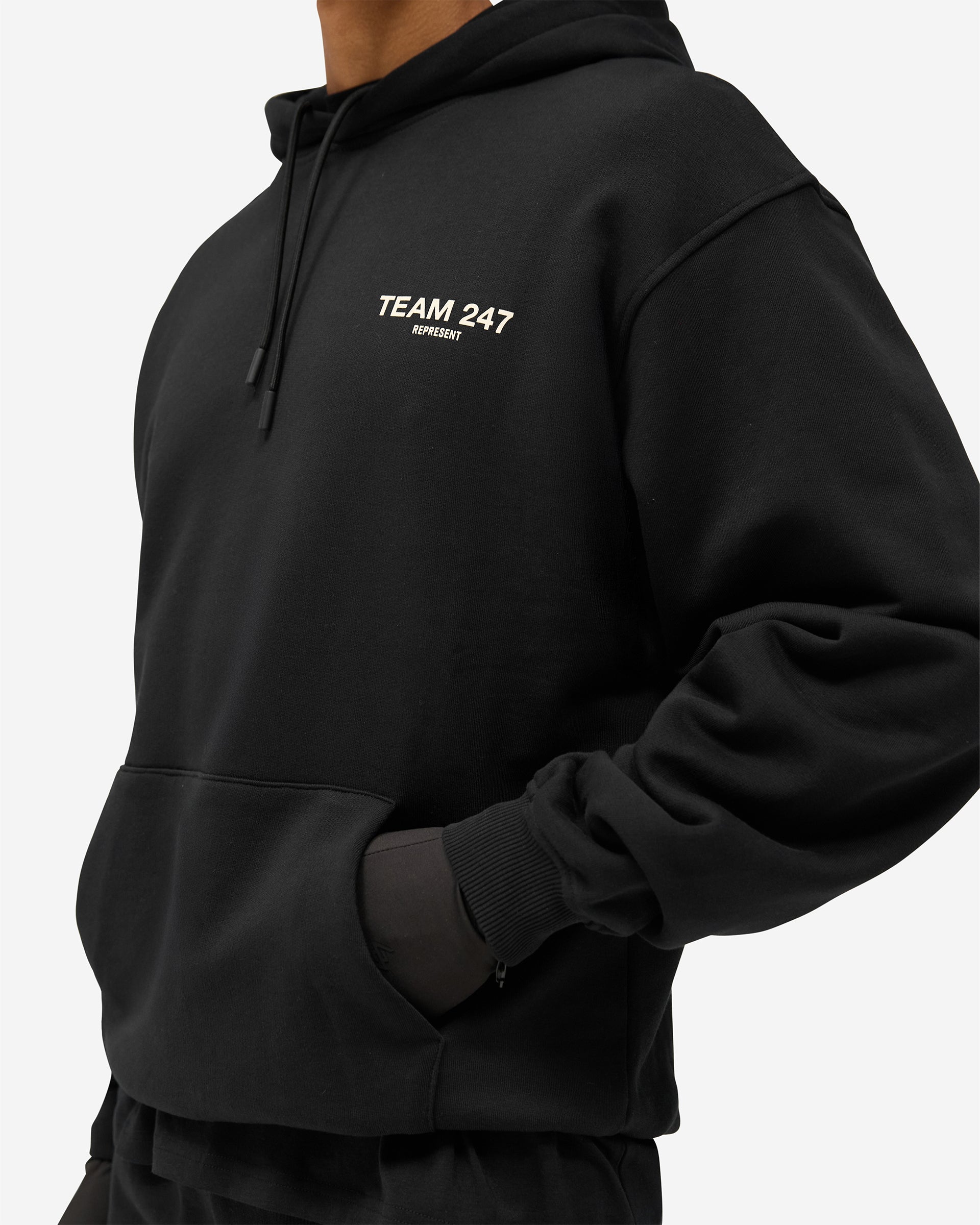 Jet Black Team 247 Oversized Hoodie | Gym Hoodie | REPRESENT