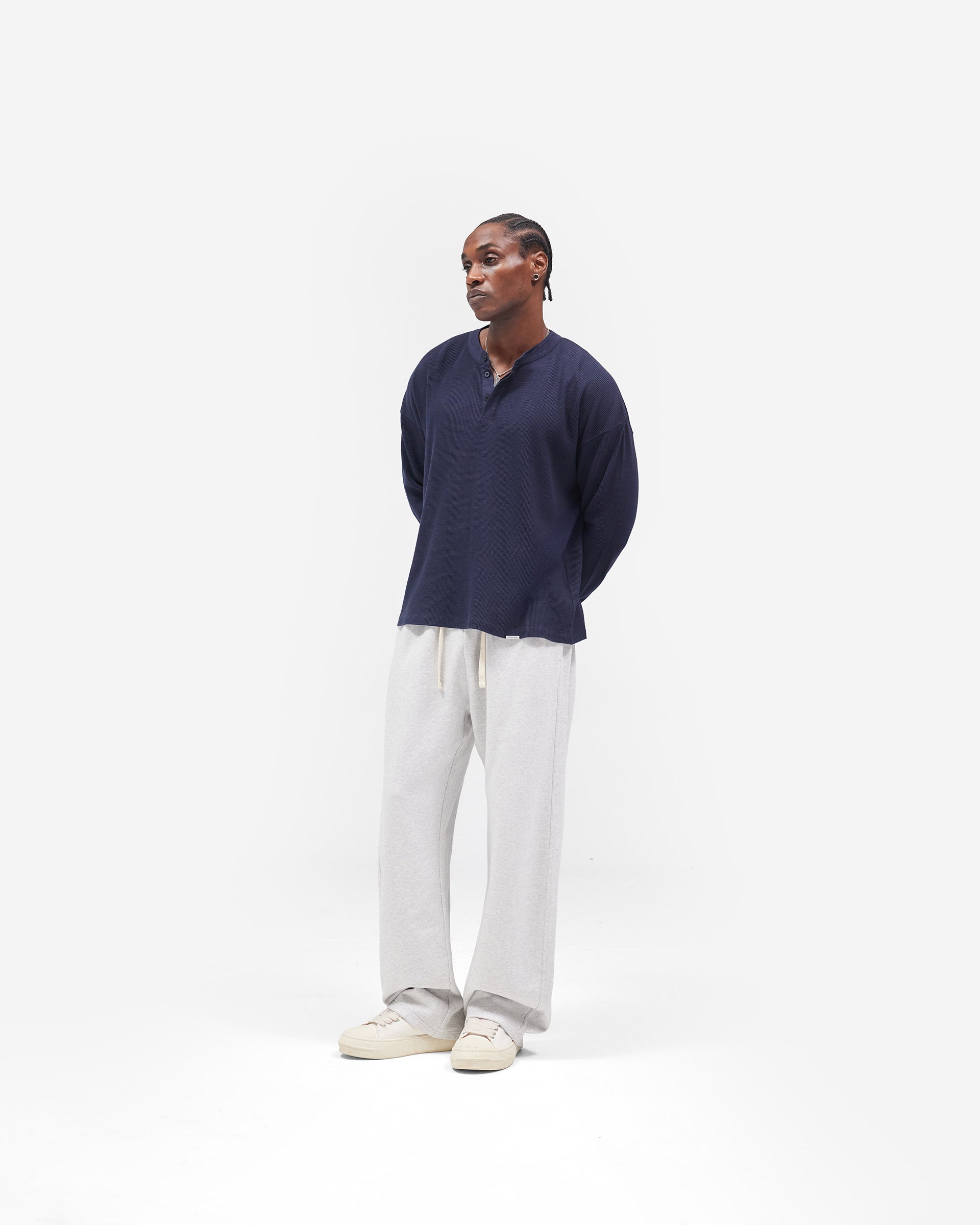 Initial Wide Leg Sweatpants - Ice Grey Marl