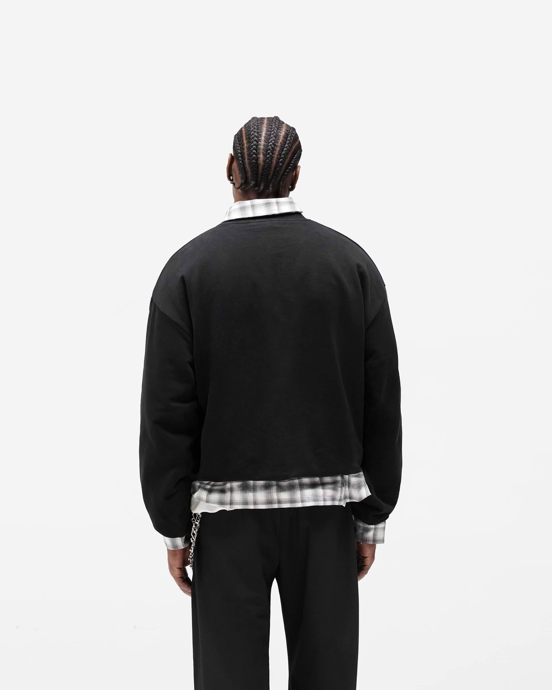 Dual Layer Script Sweater - Jet Black