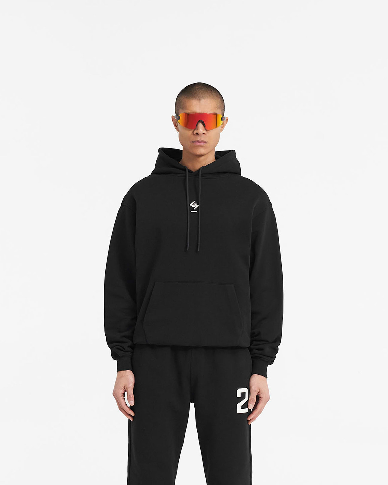 Black Oversized Gym Hoodie | 247 | REPRESENT