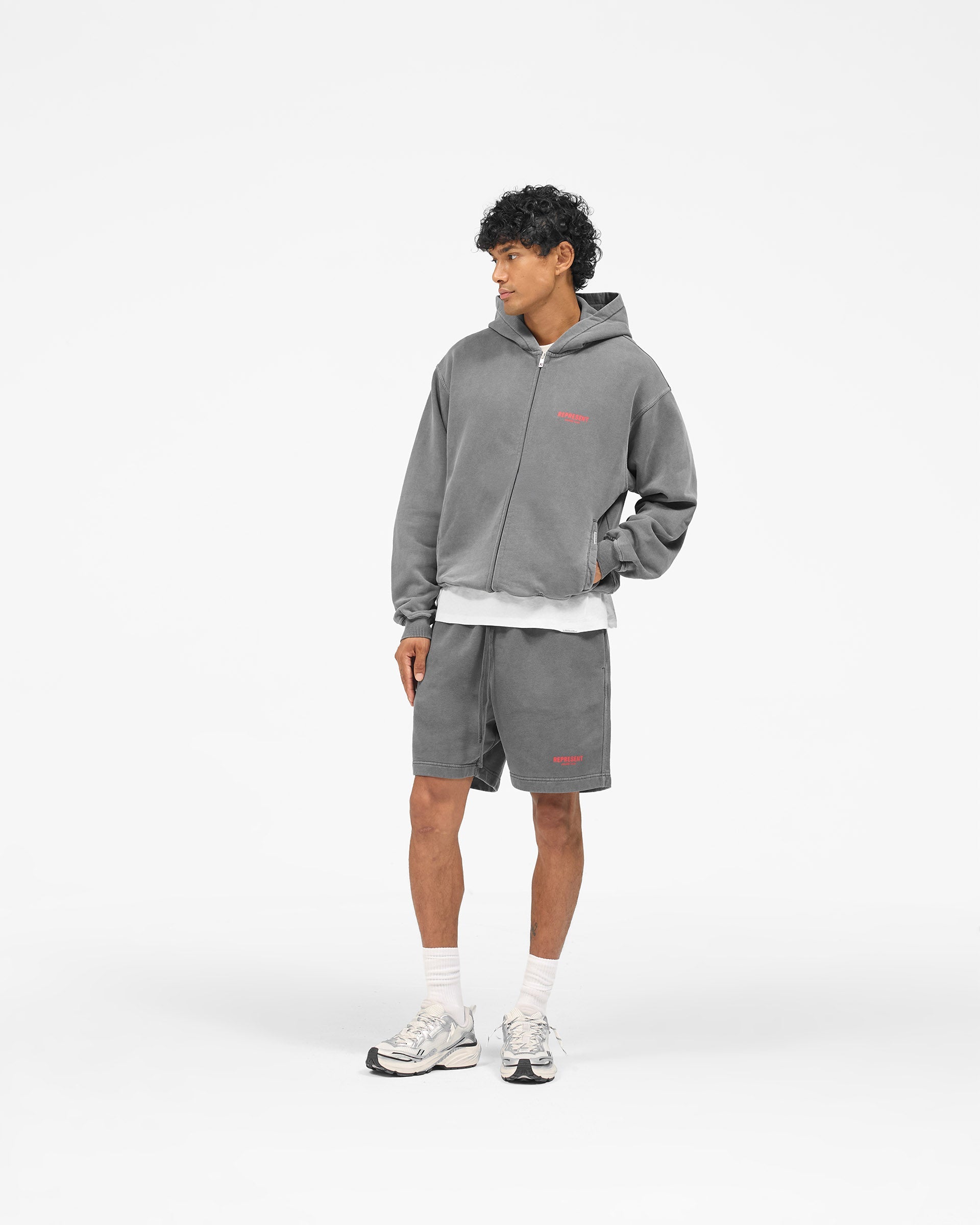 Represent Owners Club Zip Hoodie - Washed Black
