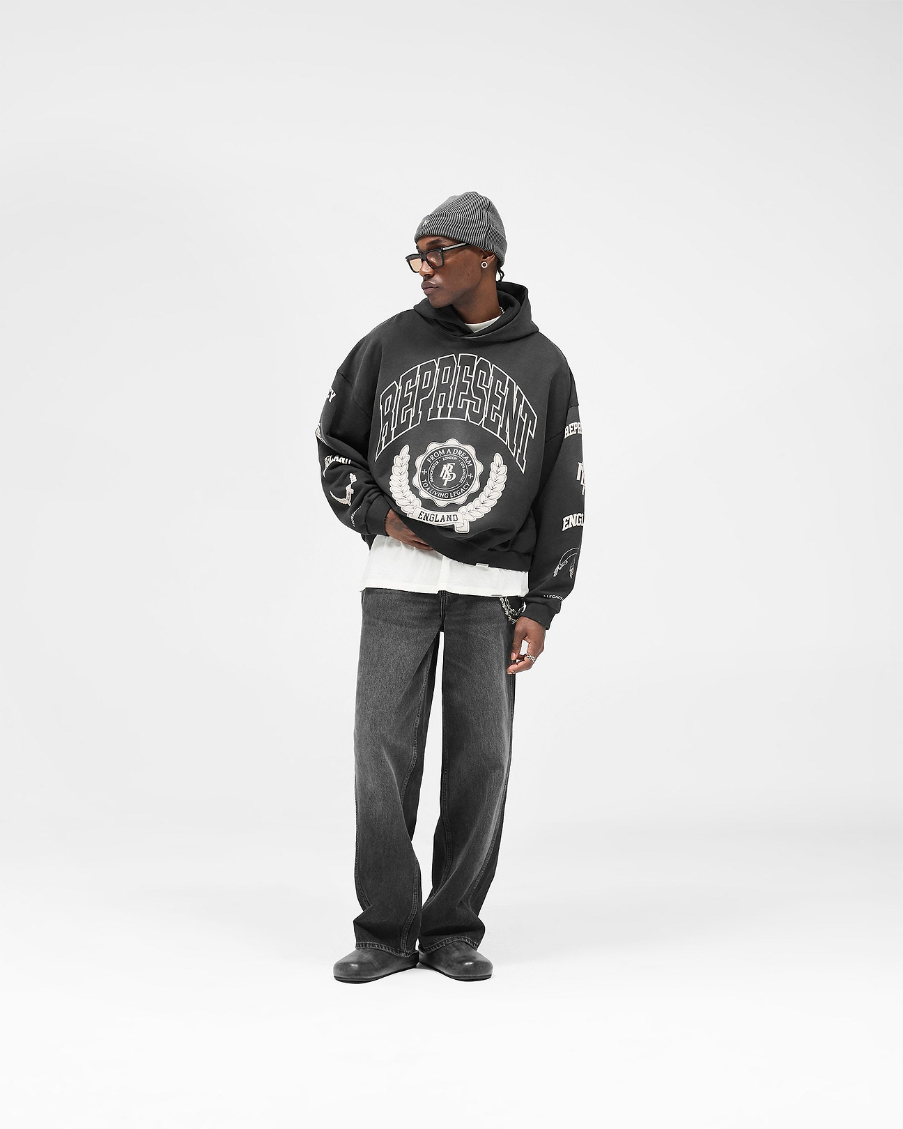 Stained Black Legacy Hoodie | Graphic Hoodies | REPRESENT