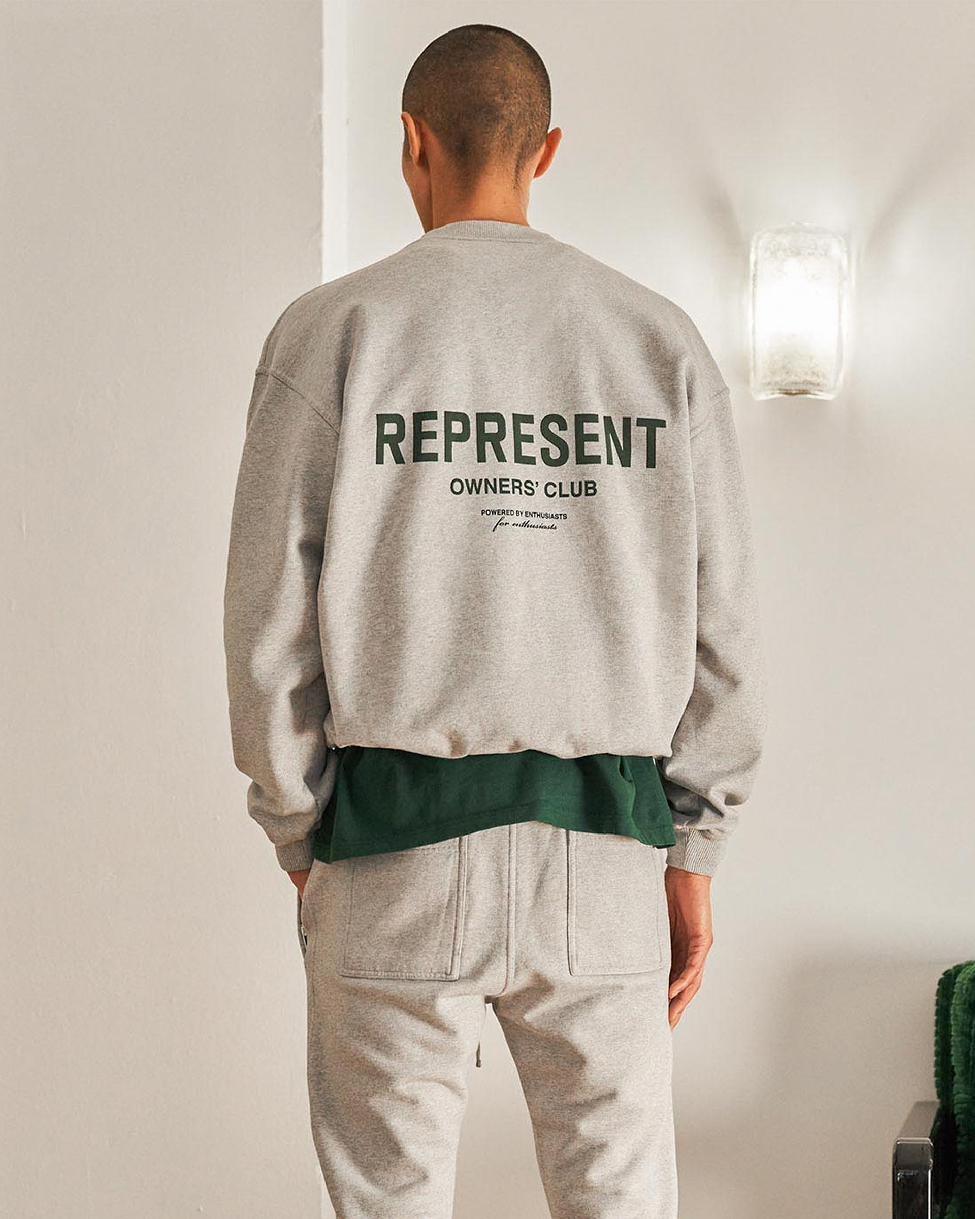 Represent Owners Club Sweater - Ash Grey Racing Green