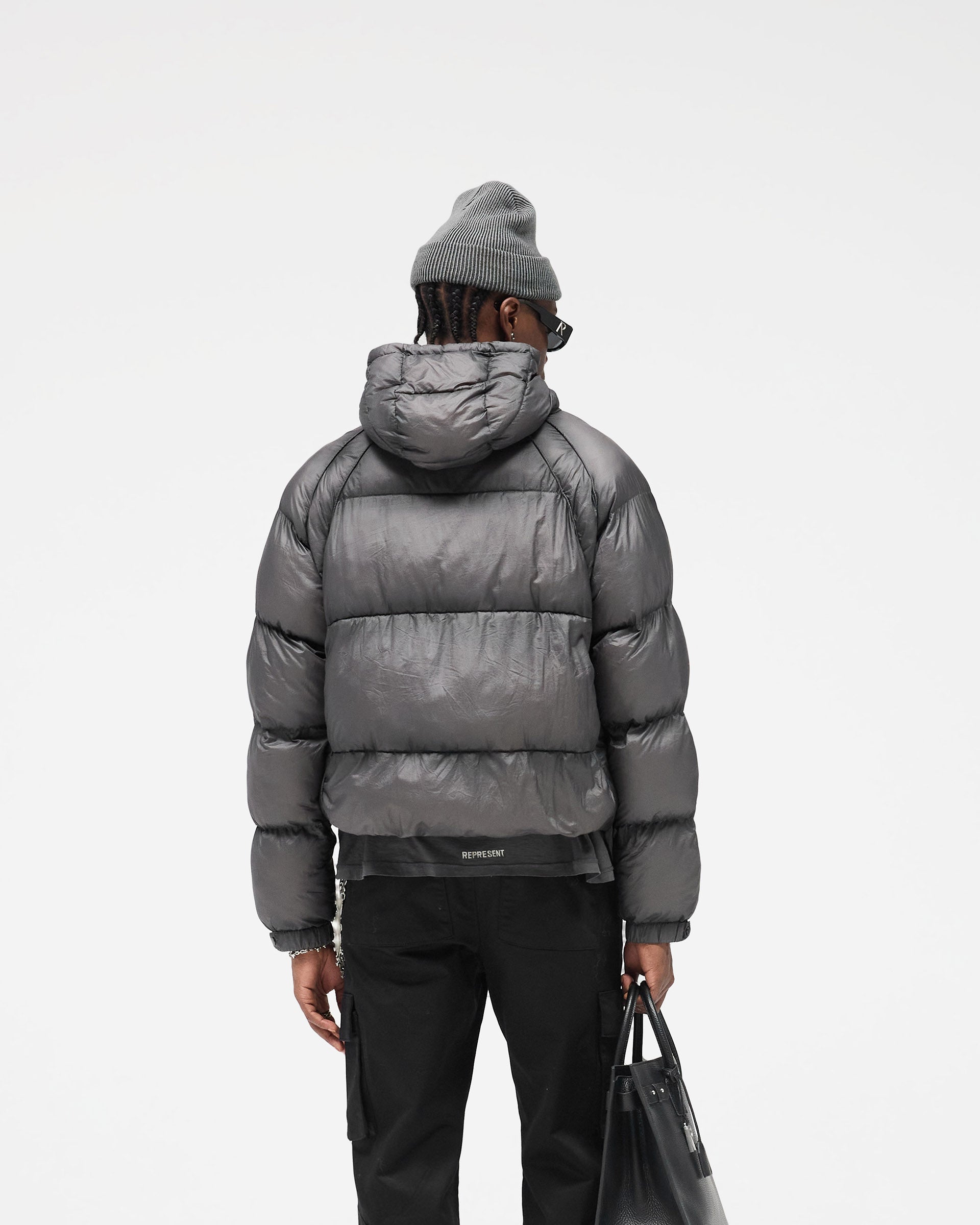 Translucent Hooded Puffer - Washed Black