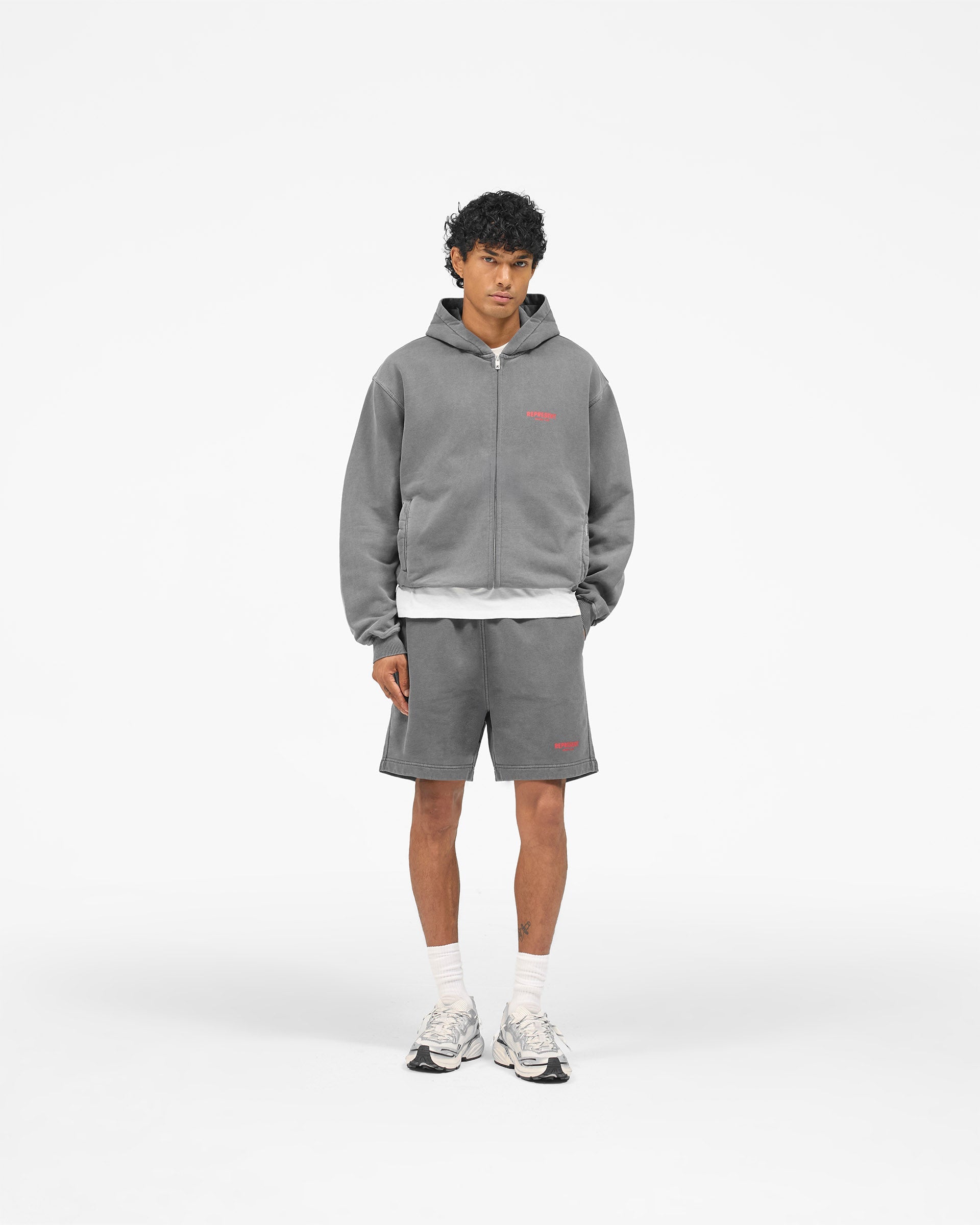 Represent Owners Club Zip Hoodie - Washed Black