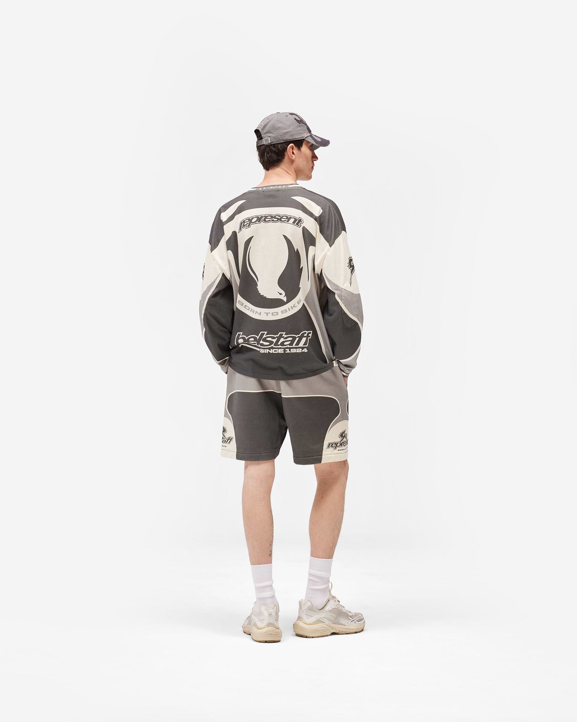 Represent X Belstaff Long Sleeve Racing T-Shirt - Dark Grey
