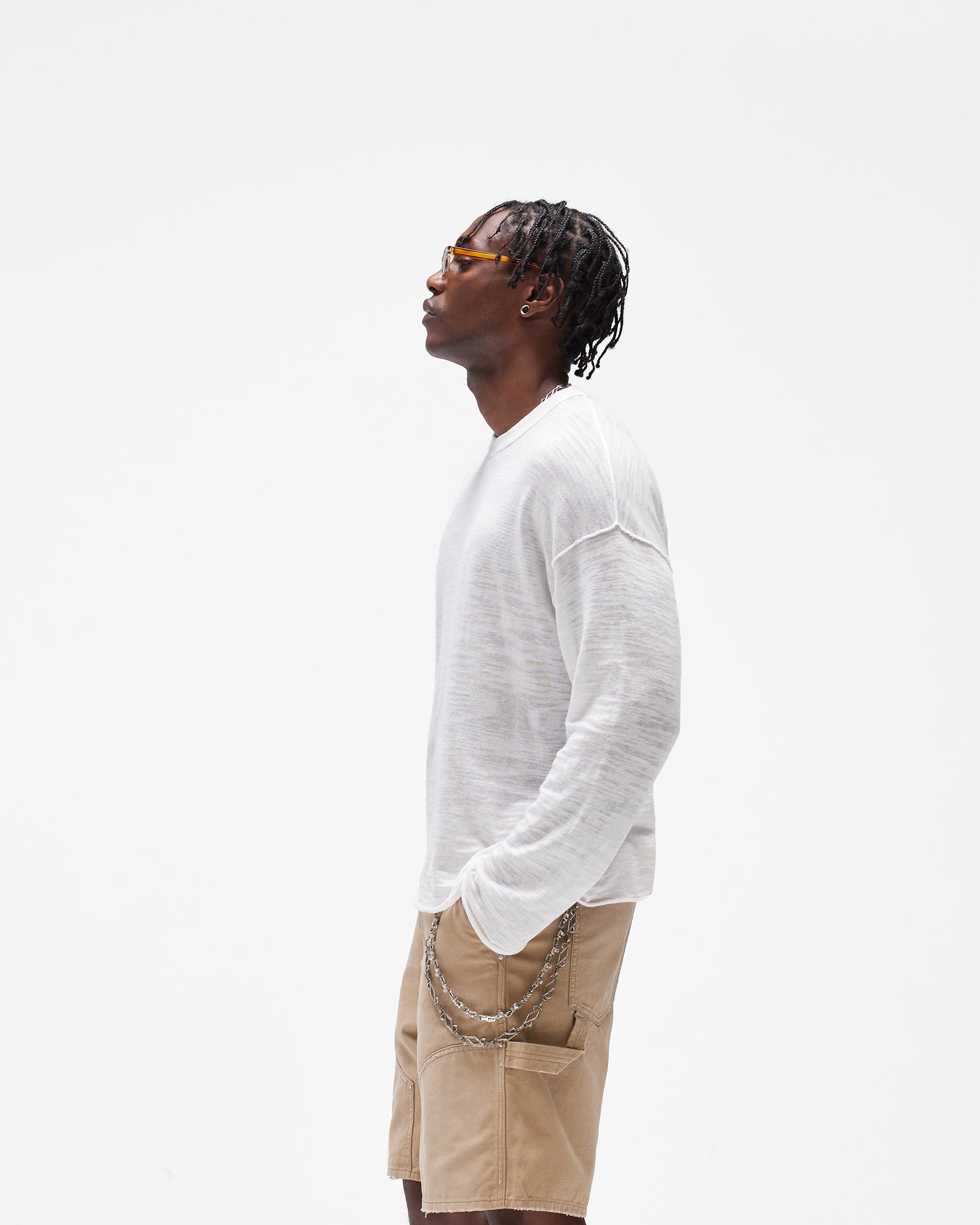 Long Sleeve Slub Knit T-Shirt - Flat White