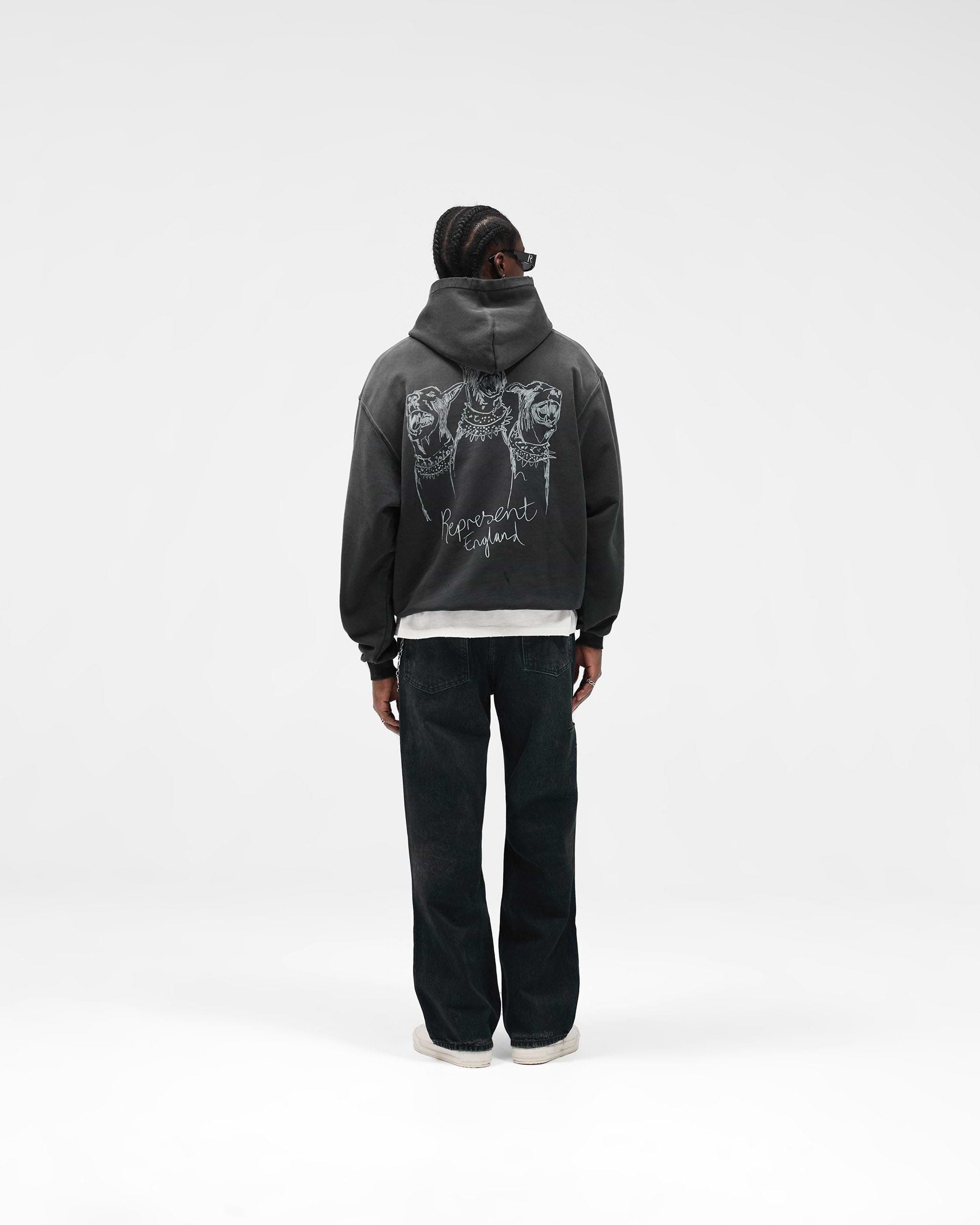 Hand Drawn Thoroughbred Hoodie - Aged Black