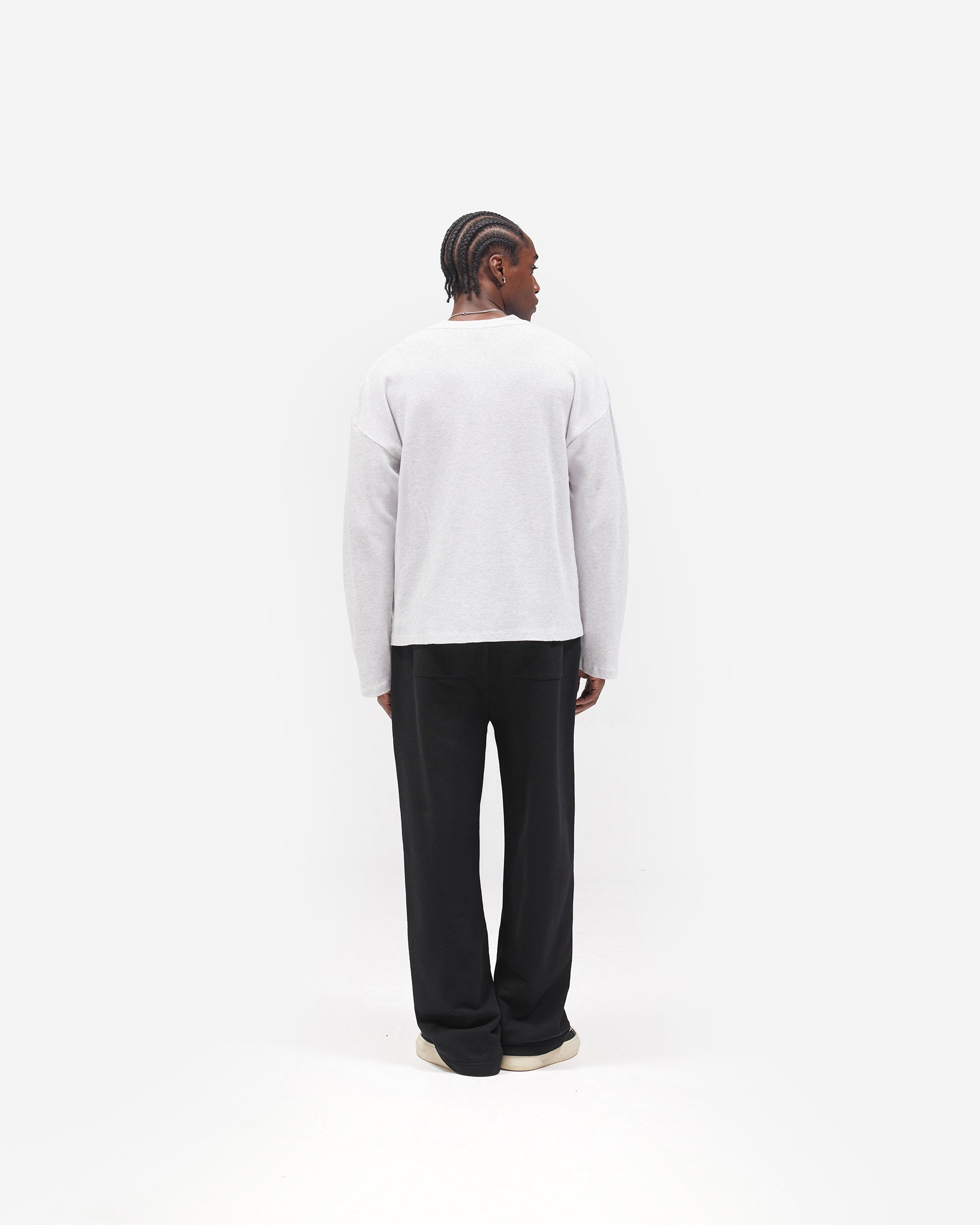 Initial Wide Leg Sweatpants - Jet Black
