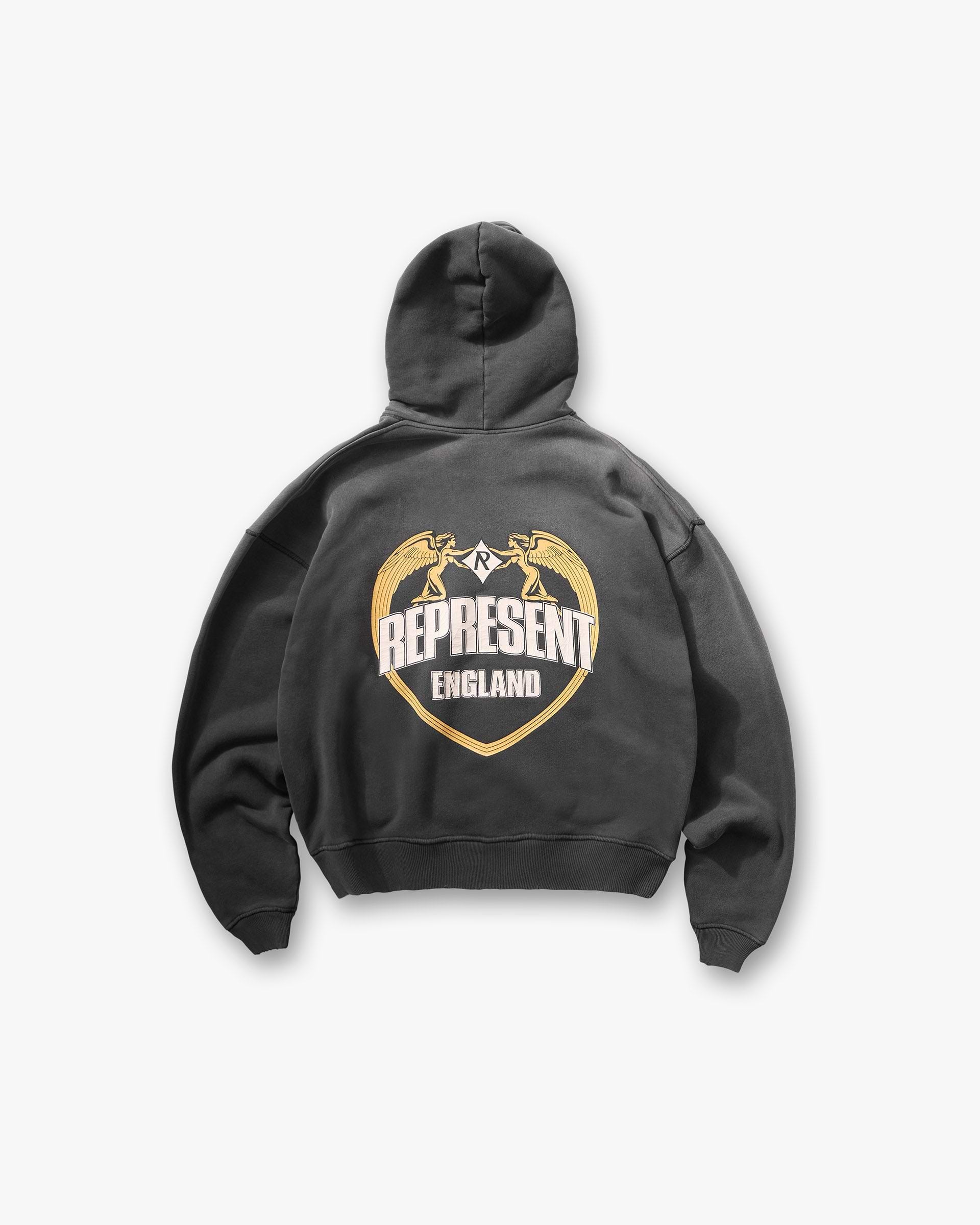 Represent Angel Border Hoodie - Stained Black