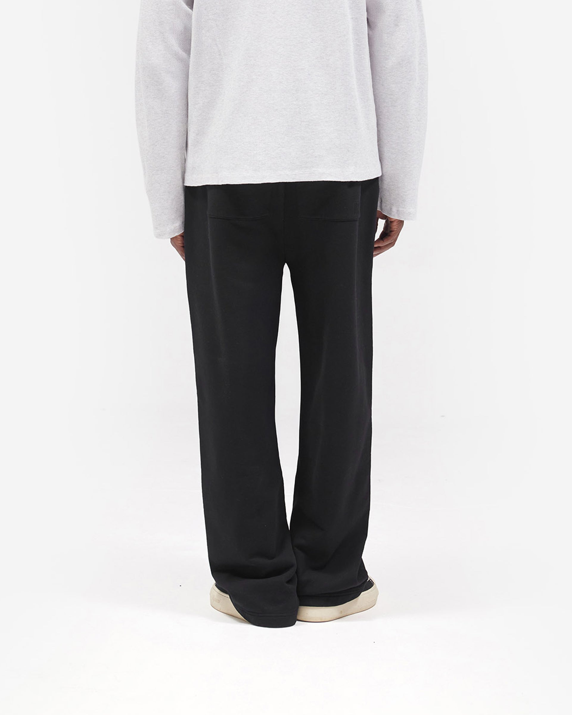 Initial Wide Leg Sweatpants - Jet Black