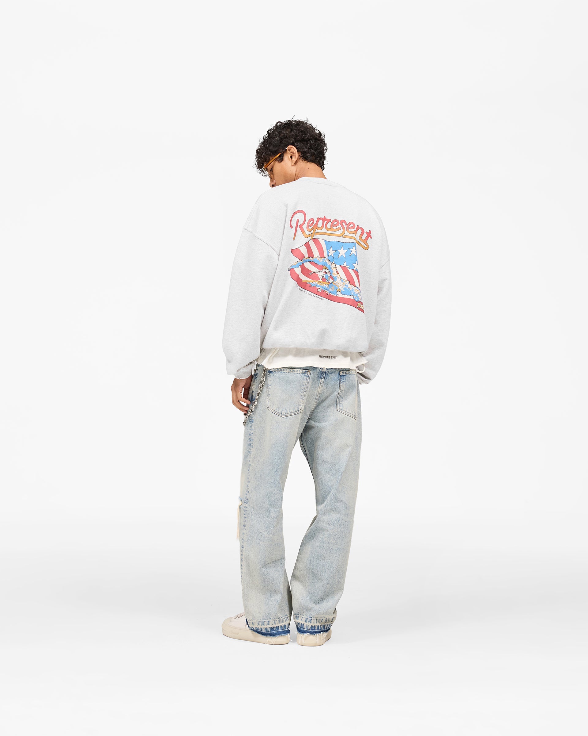 Represent x Beach Boys Americas Band Sweater - Ice Grey Marl