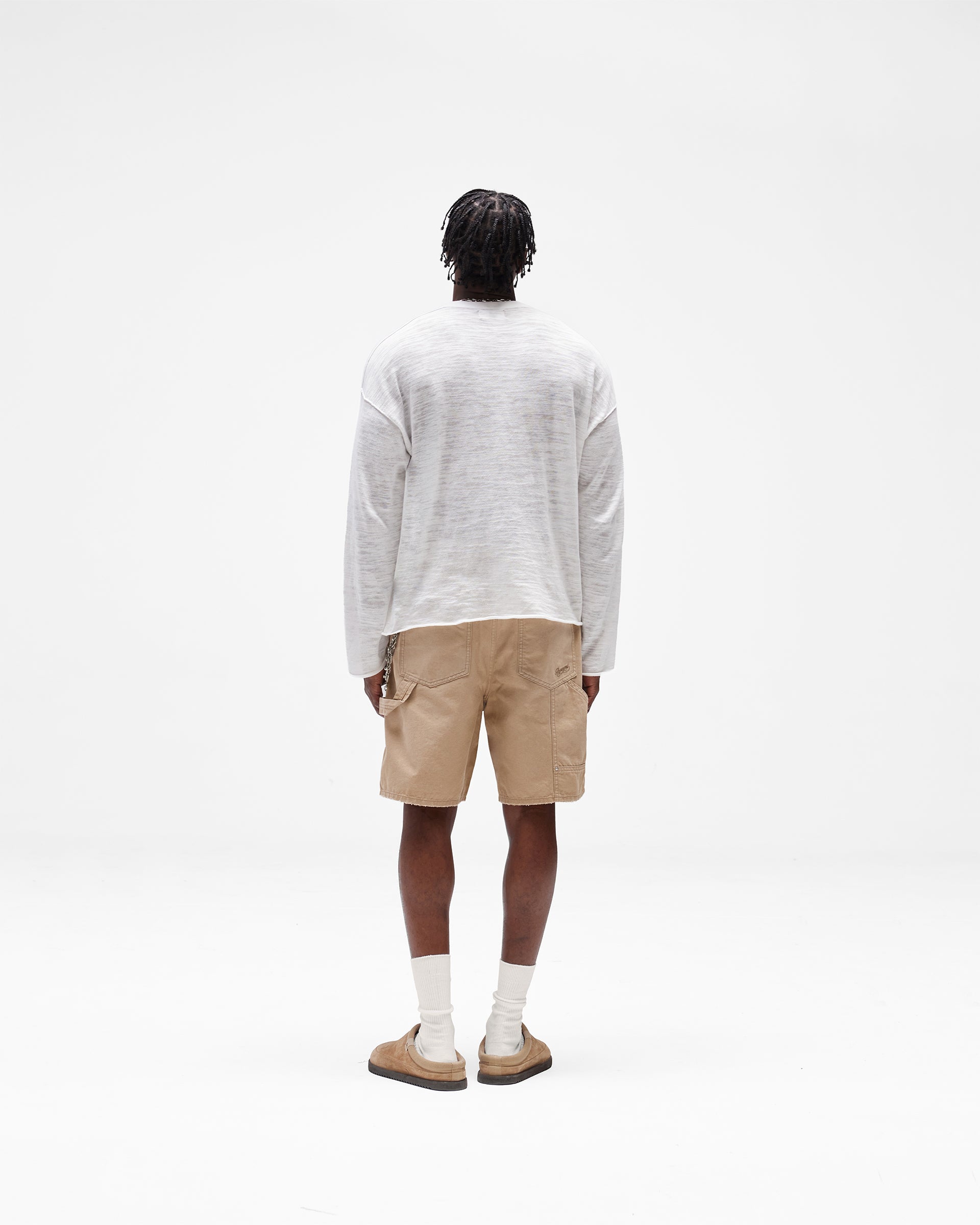 Long Sleeve Slub Knit T-Shirt - Flat White