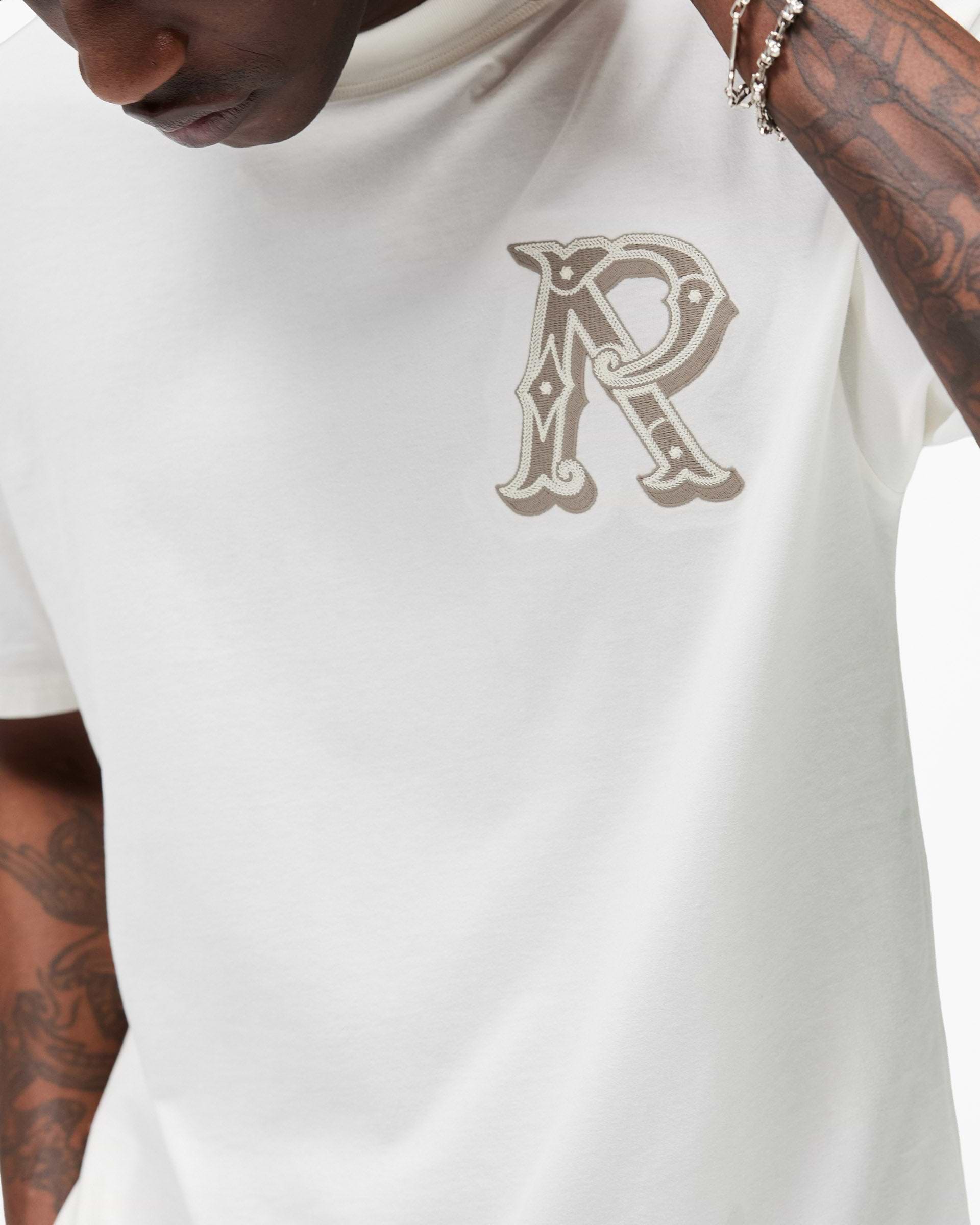 Western Initial T-Shirt - Flat White