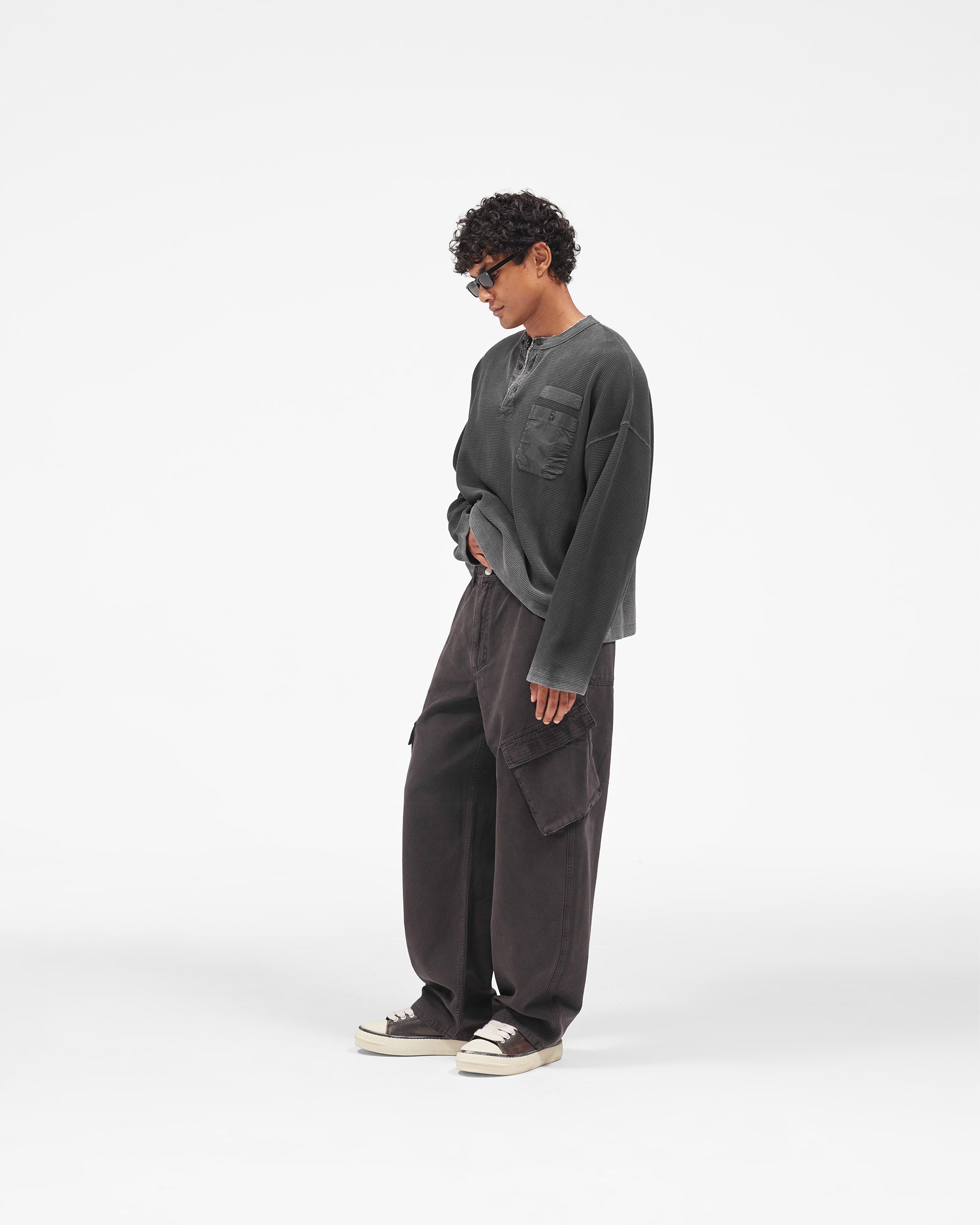 Heavyweight Henley Sweater - Vintage Black