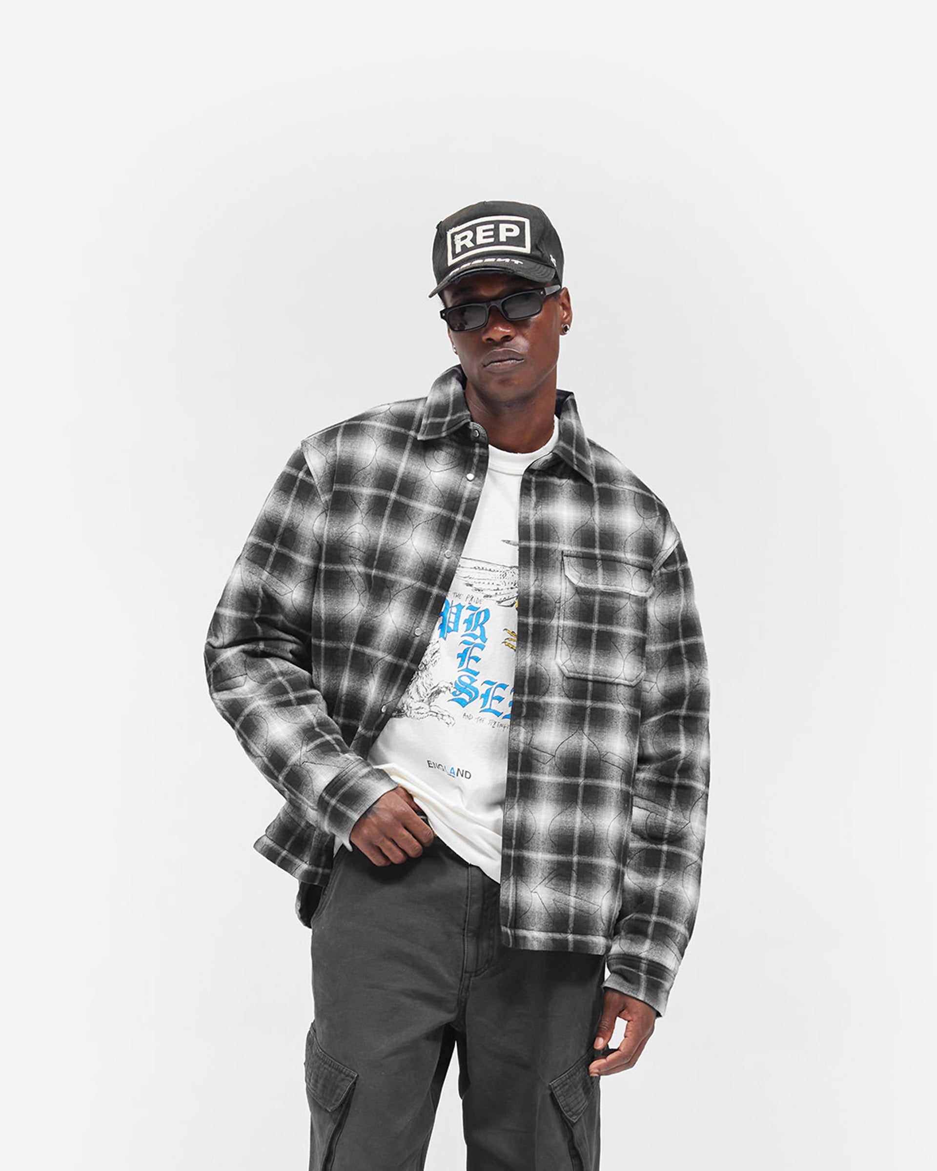 Logo Quilted Shirt - Black