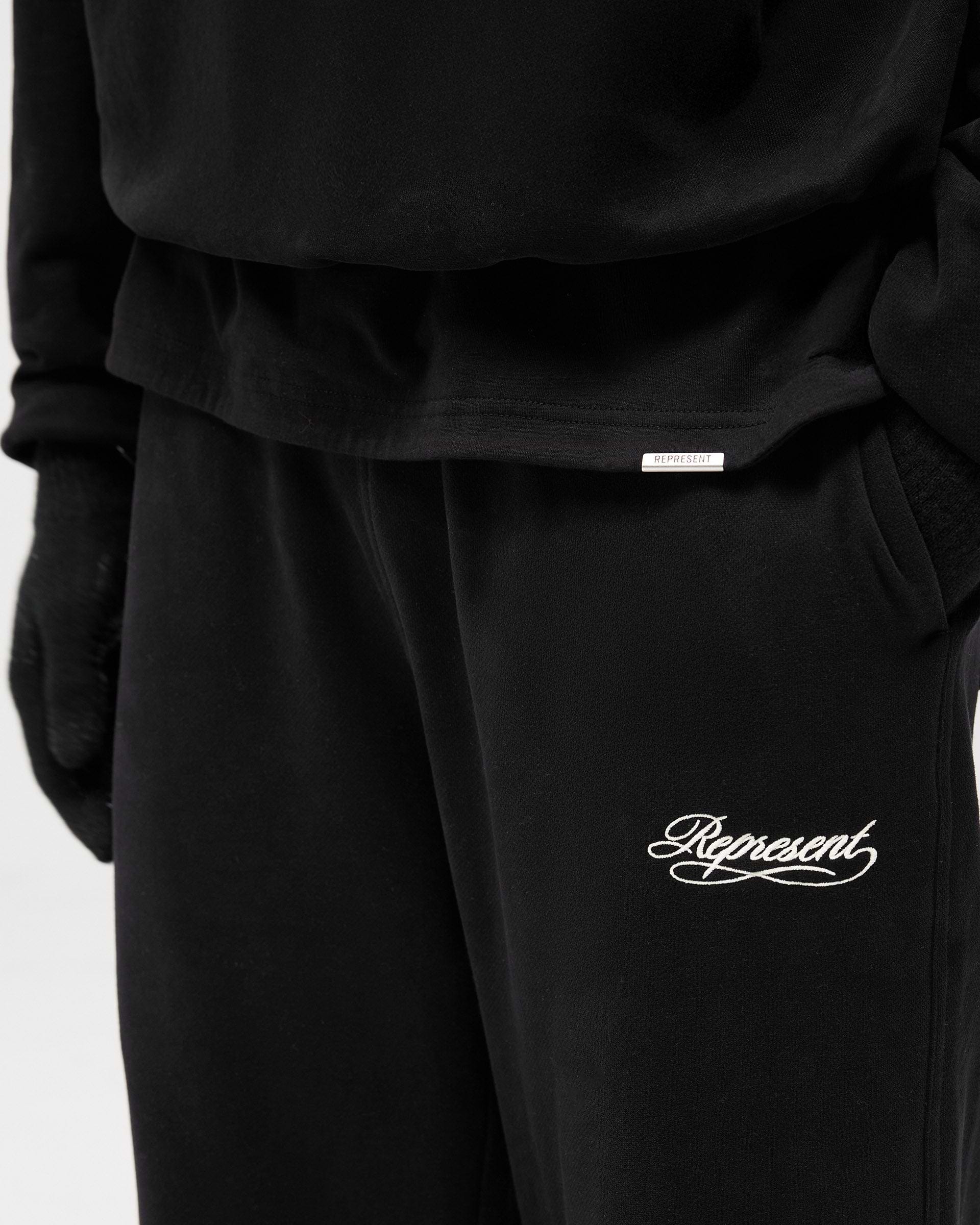 Dual Layer Script Sweatpants - Jet Black