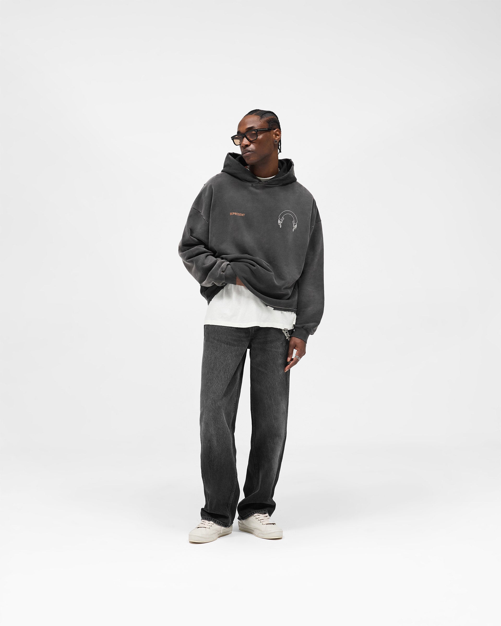 Represent Banner Hoodie - Stained Black