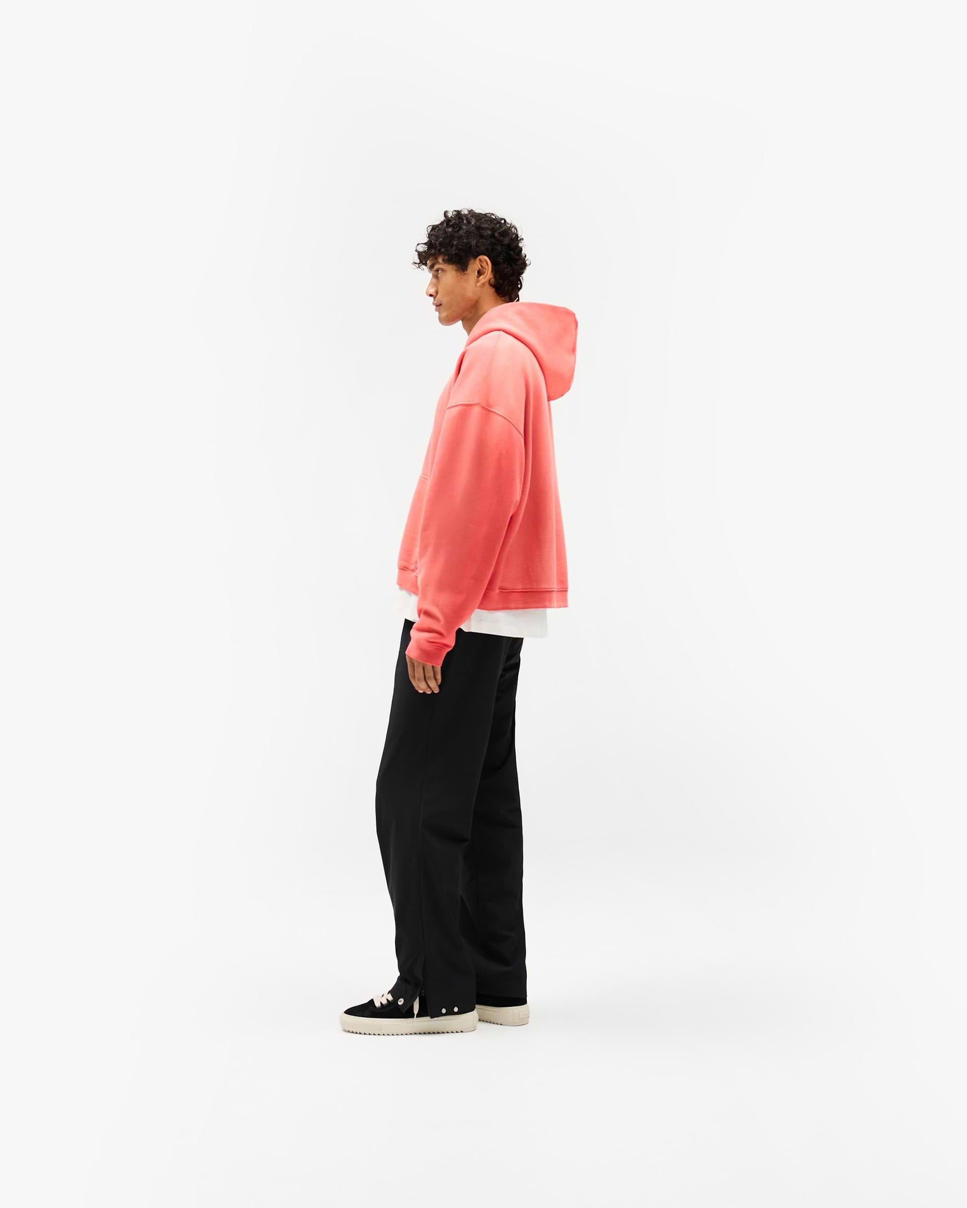 Initial Boxy Zip Through Hoodie - Vintage Red