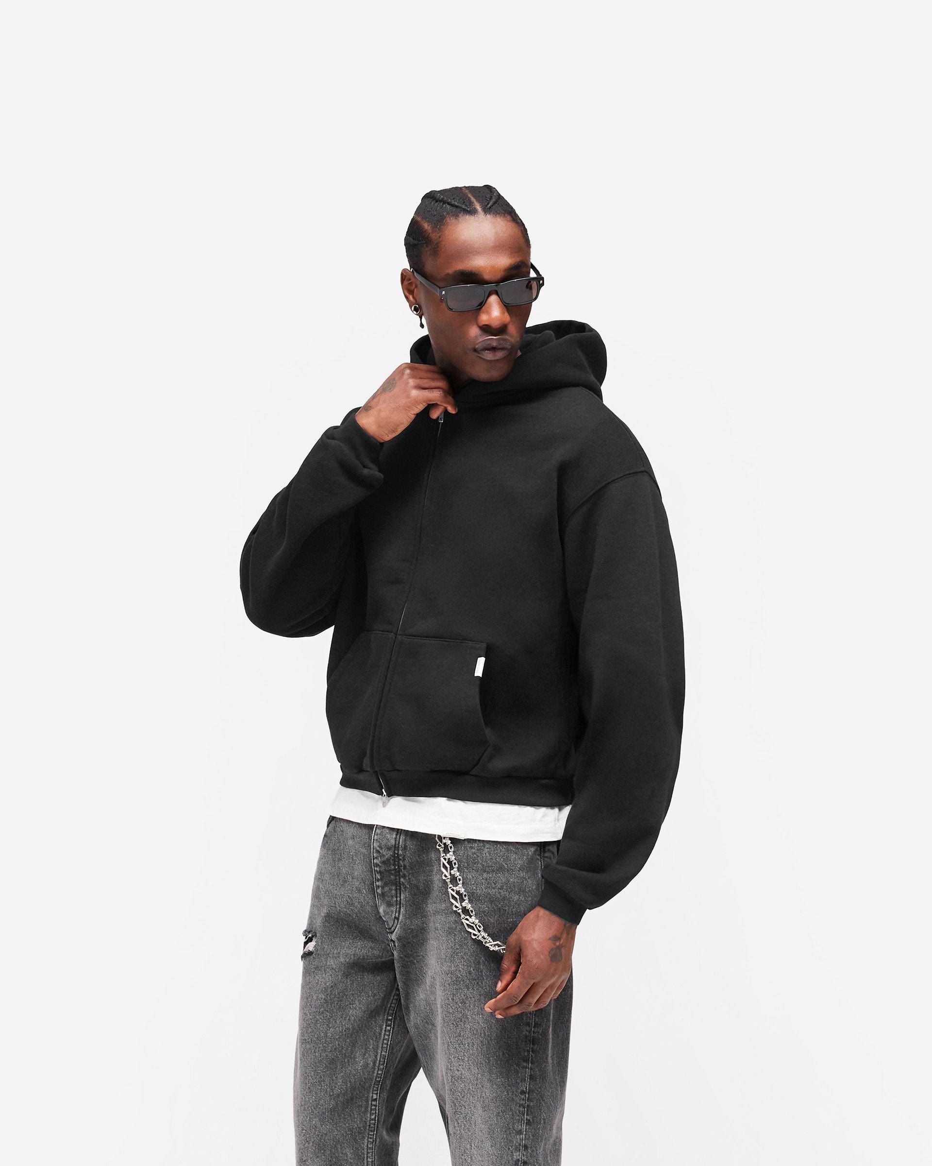 GH Shrunken Zip Hoodie - Jet Black
