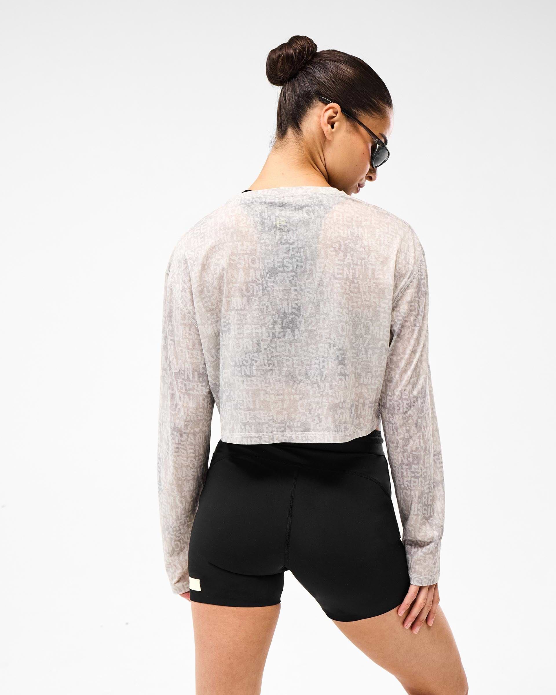 247 Glitch Cropped Training T-Shirt - Grey