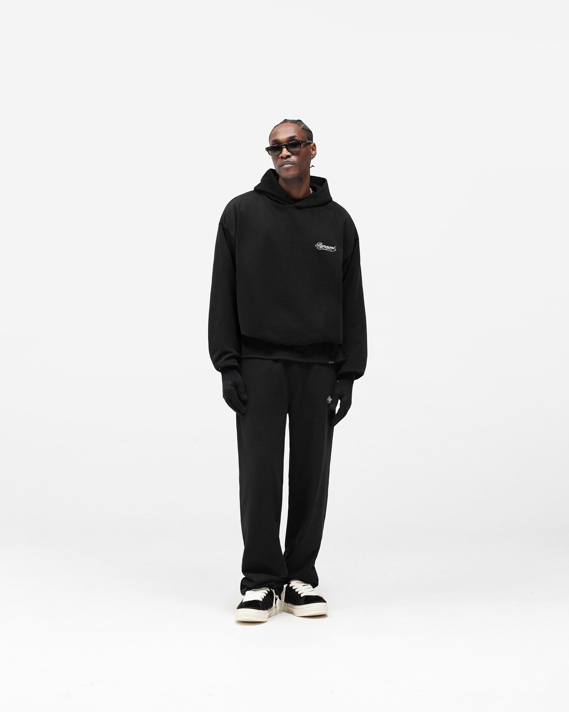 Dual Layer Script Sweatpants - Jet Black