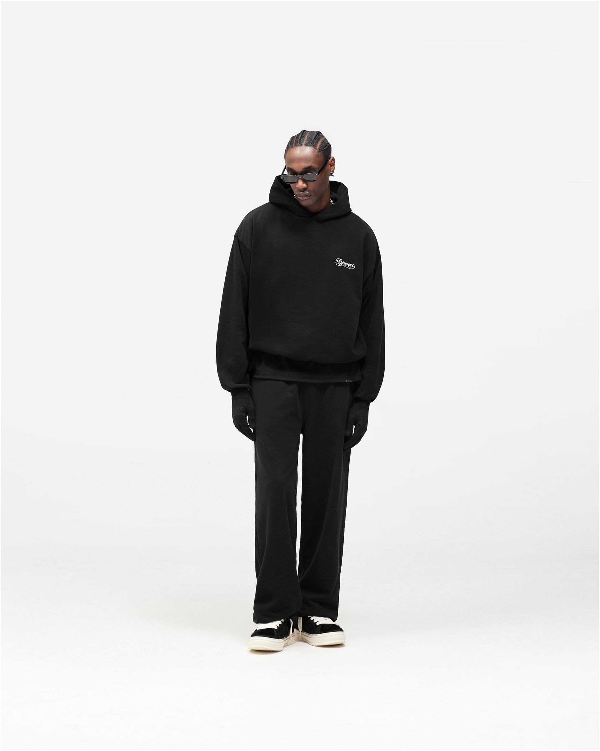 Dual Layer Script Sweatpants - Jet Black