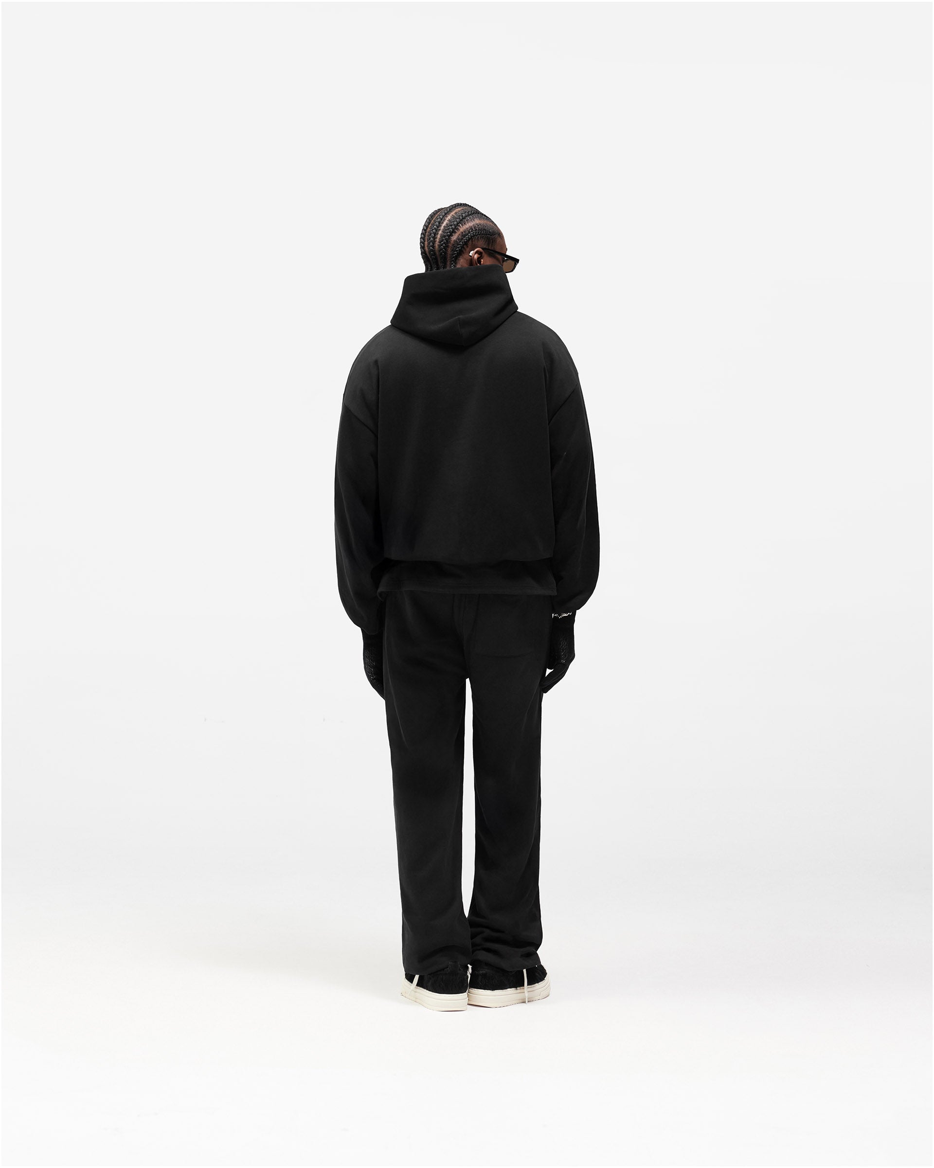 Dual Layer Script Sweatpants - Jet Black