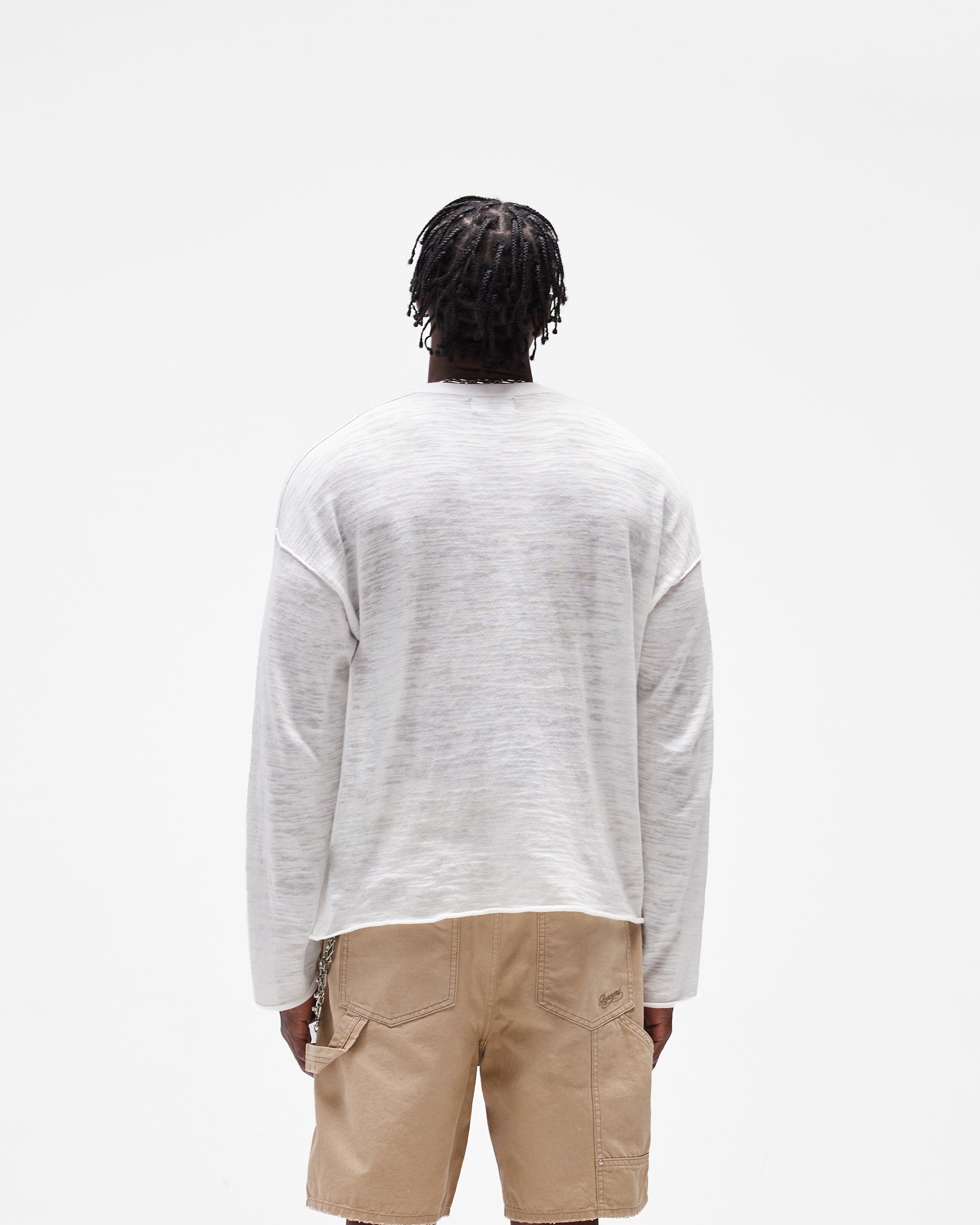 Long Sleeve Slub Knit T-Shirt - Flat White